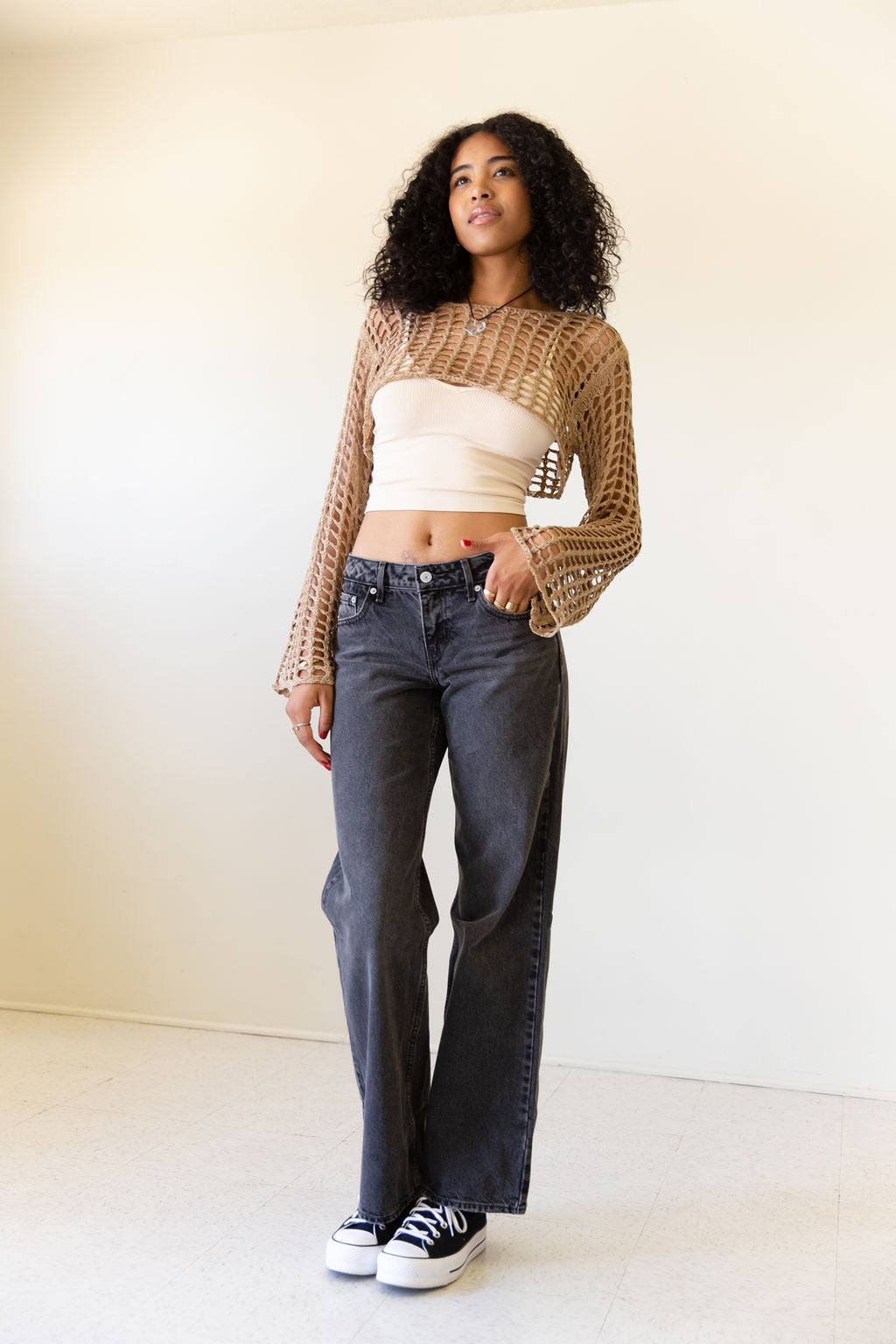 Always Listening Crochet Super Crop Sweater