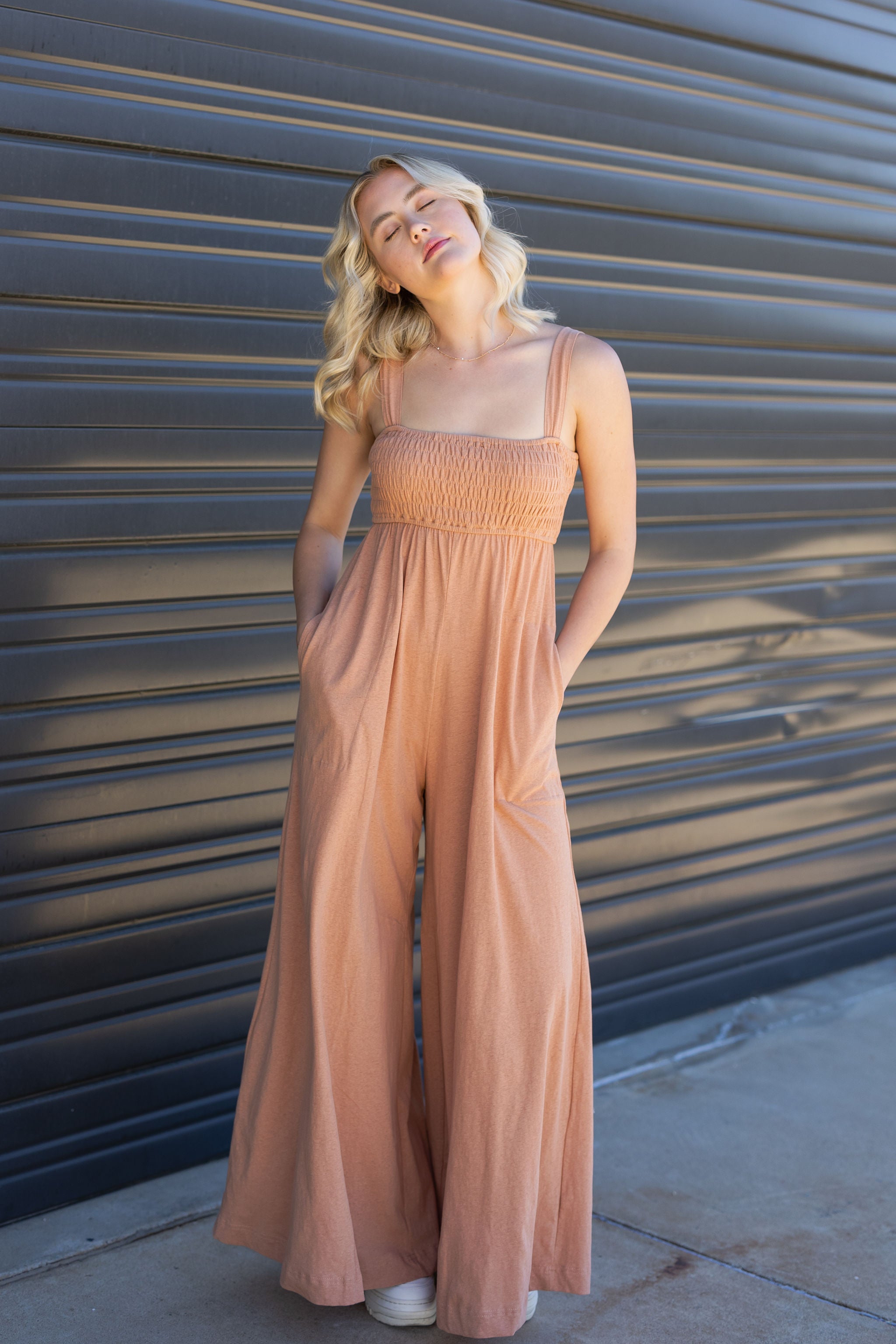 Salmon  Sleeveless Jumpsuit 