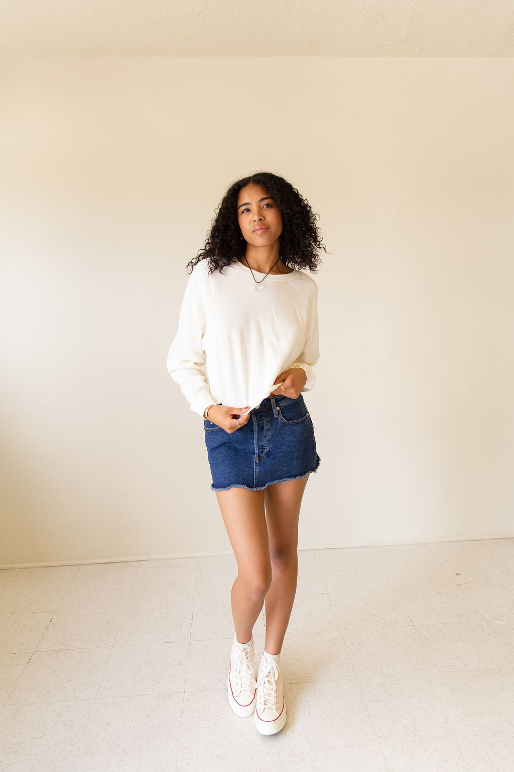 Cream Long Sleeve Top