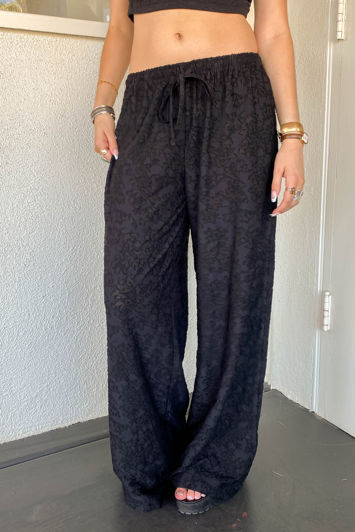 Textured Floral Pants