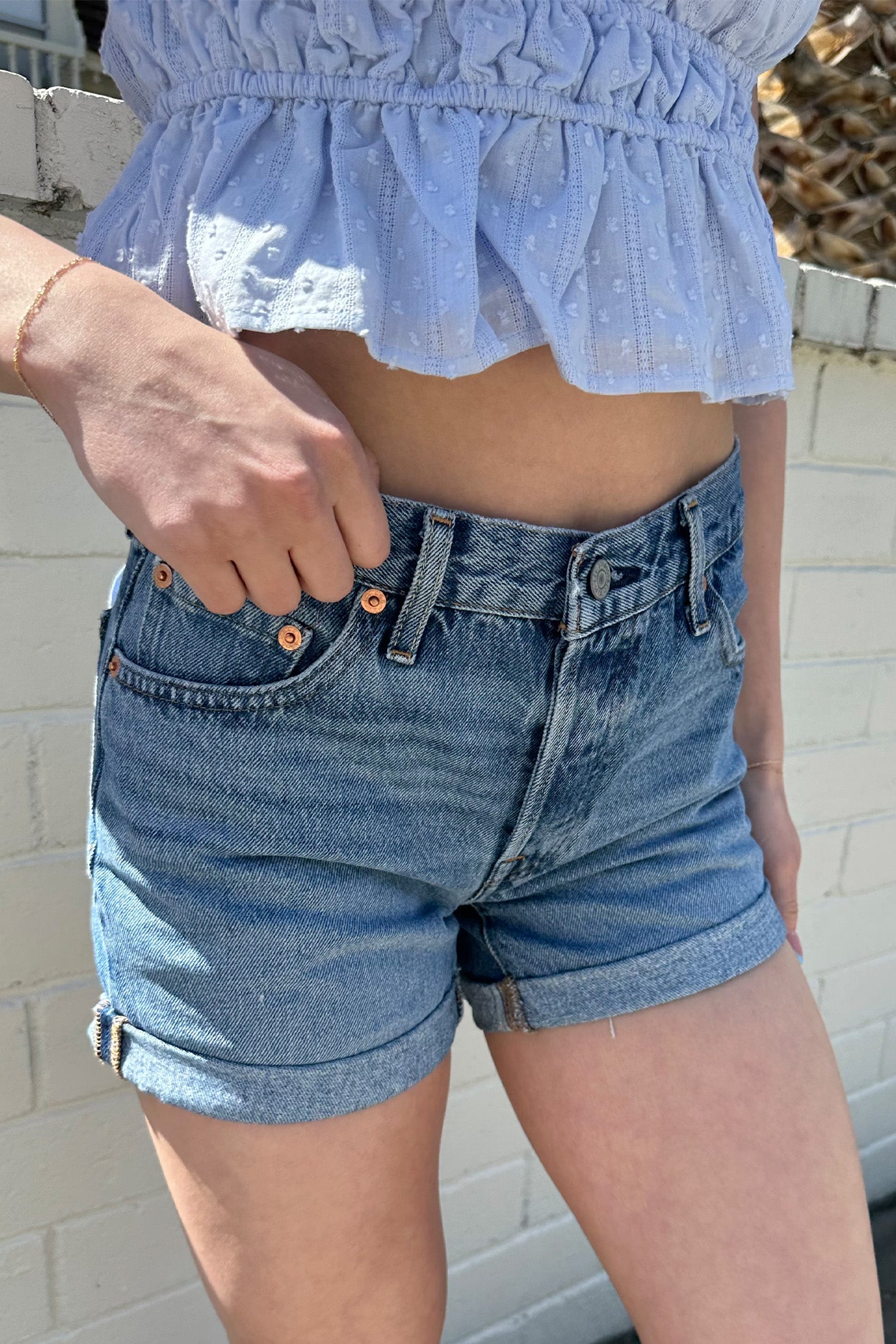 501 Rolled Denim Shorts by Levi's