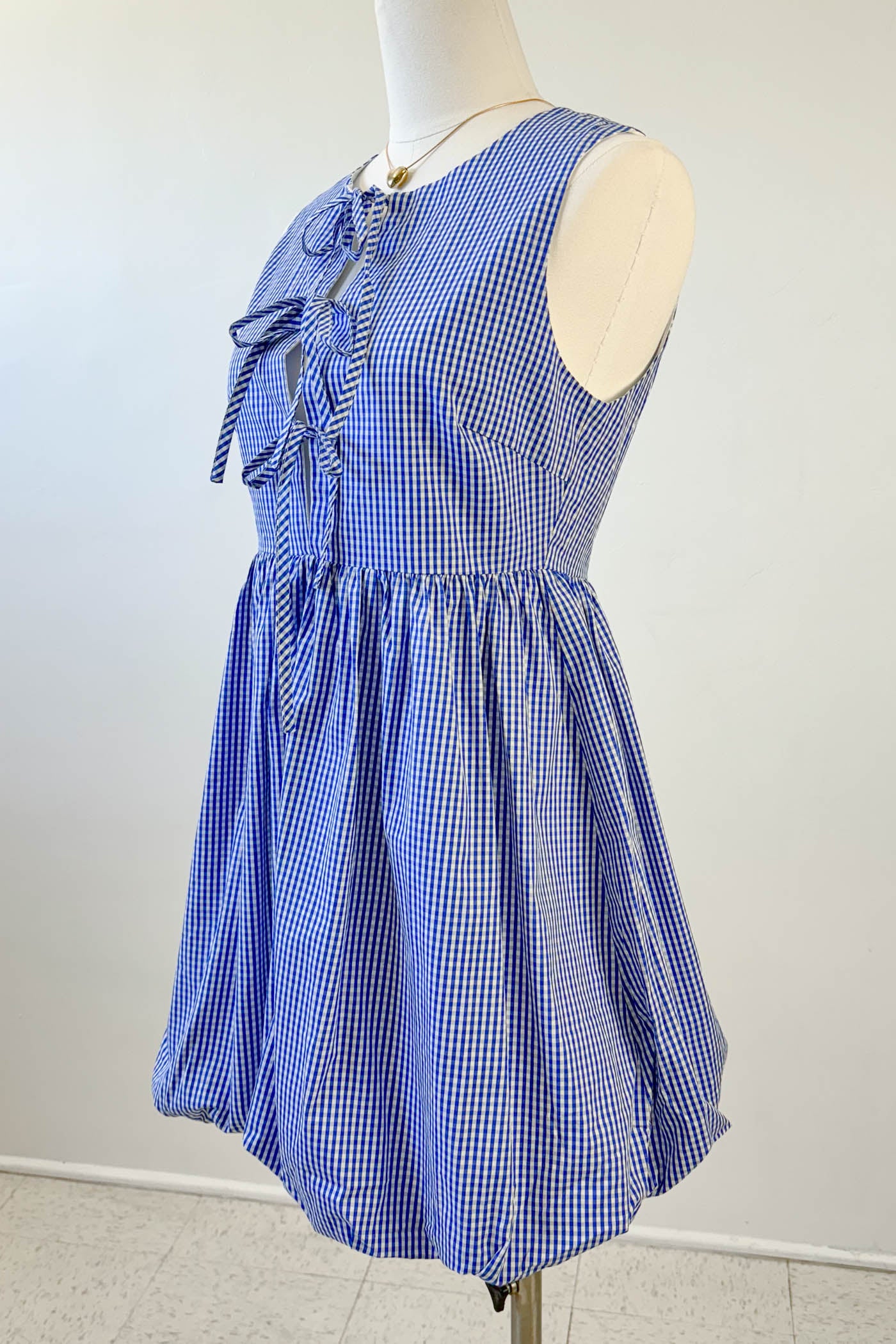 Split Front Gingham Mini Dress
