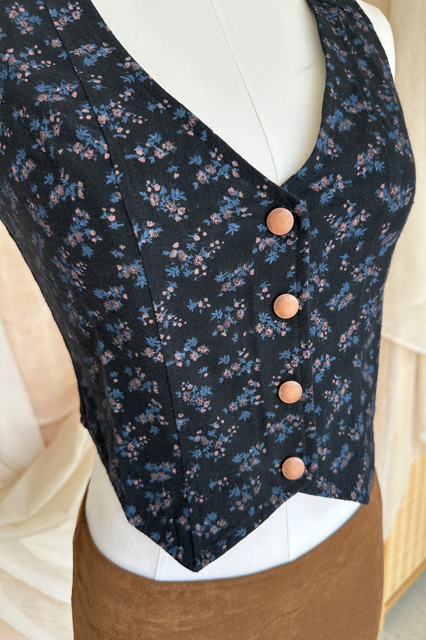Button Up Floral Vest
