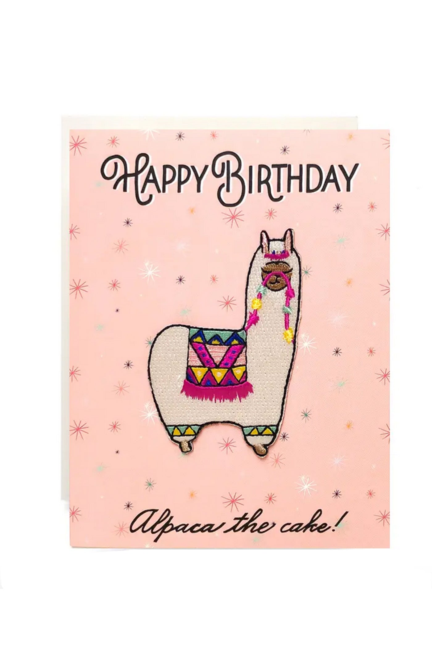 Alpaca Embroidered Patch Birthday Card