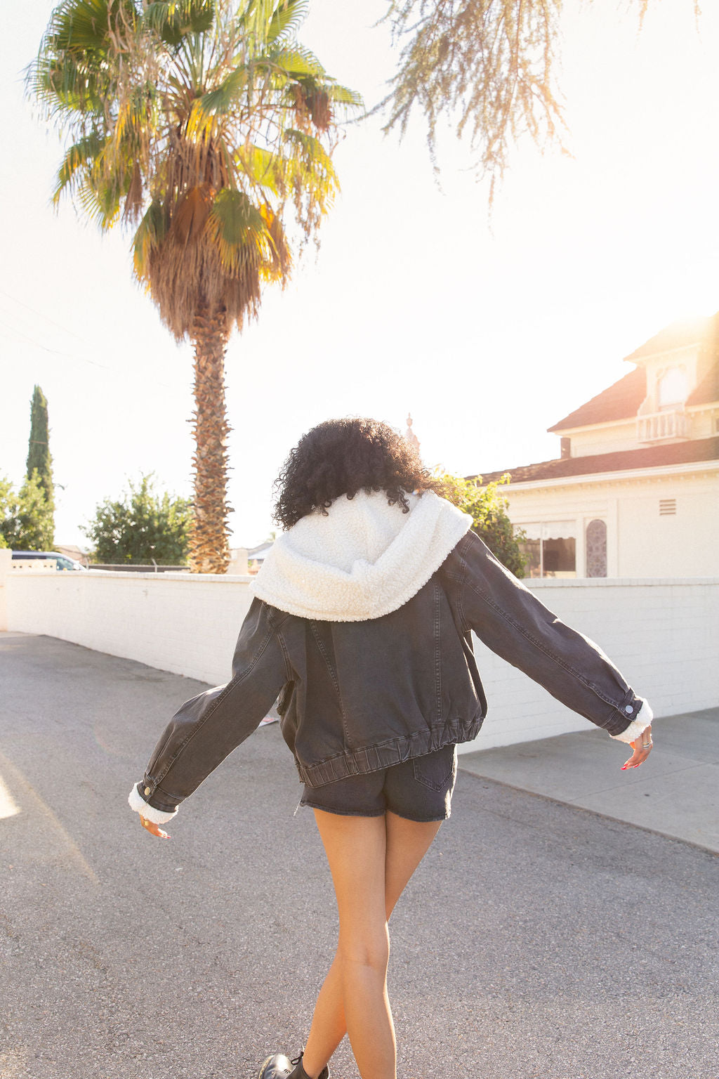 Black Sherpa Lined Denim Jacket