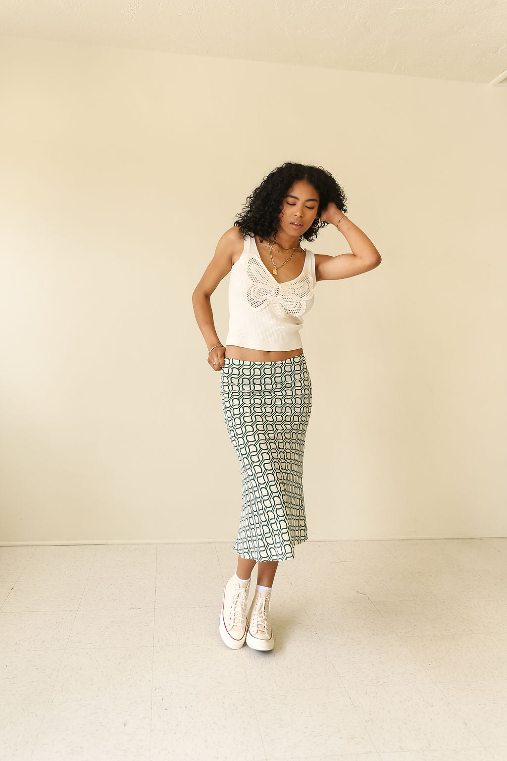 I'm Lost Geo Print Midi Skirt by For Good