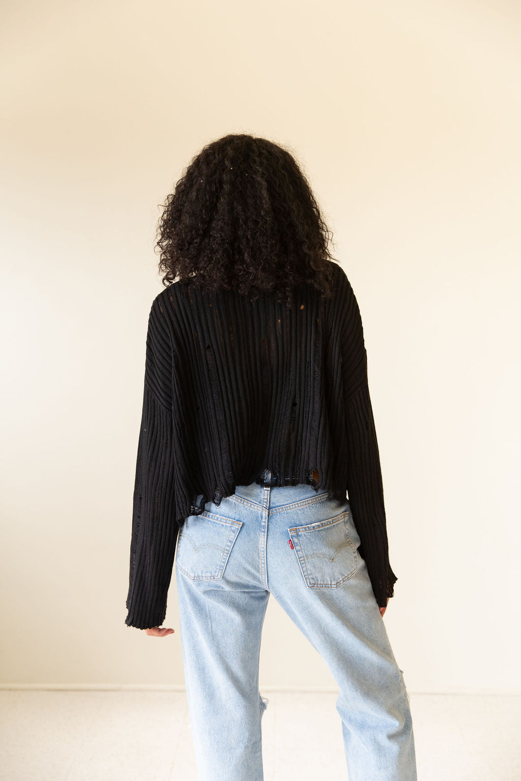 Midnight Rain Distress Knit Sweater