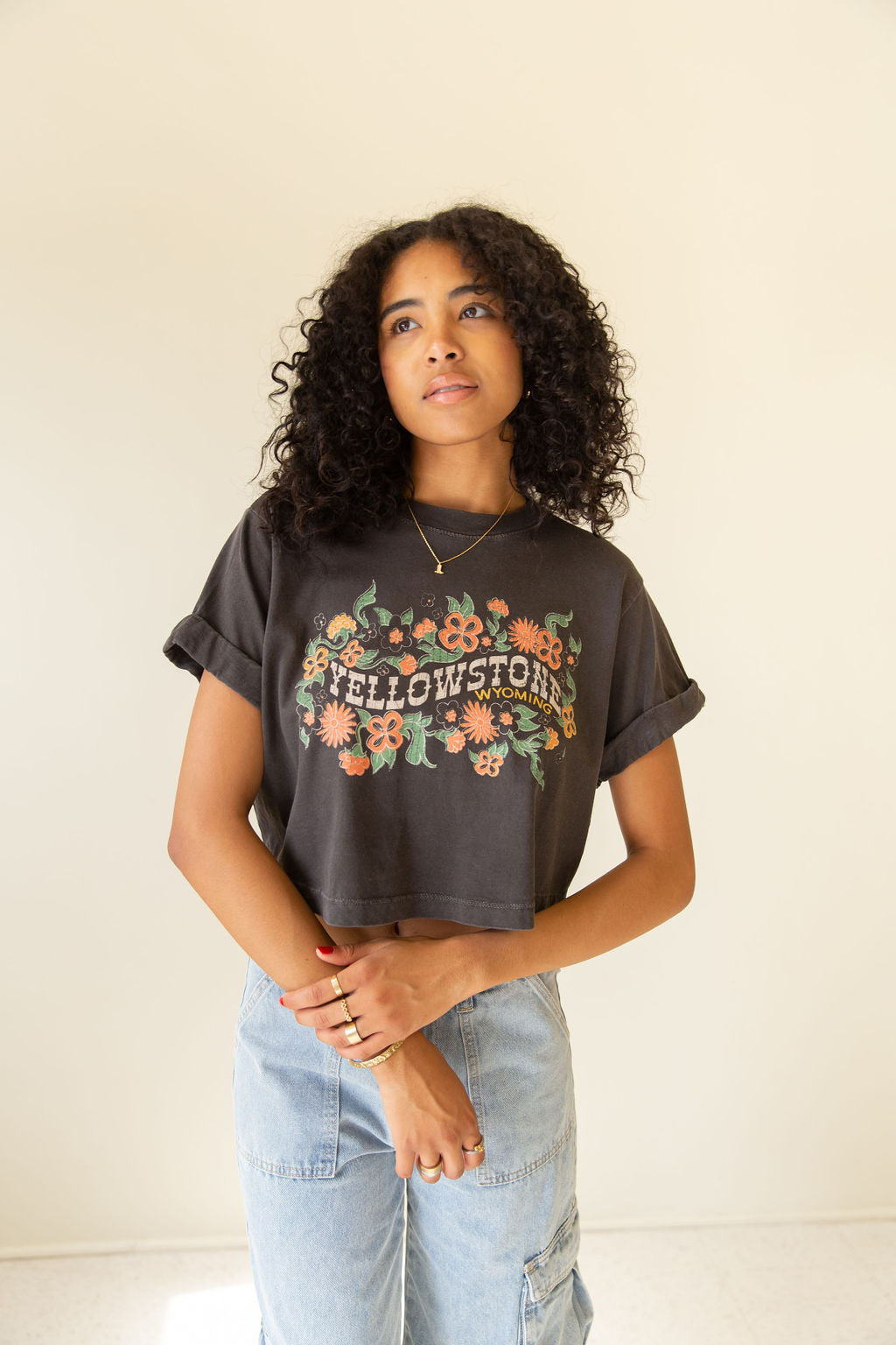 Vintage Black Floral Graphic Top