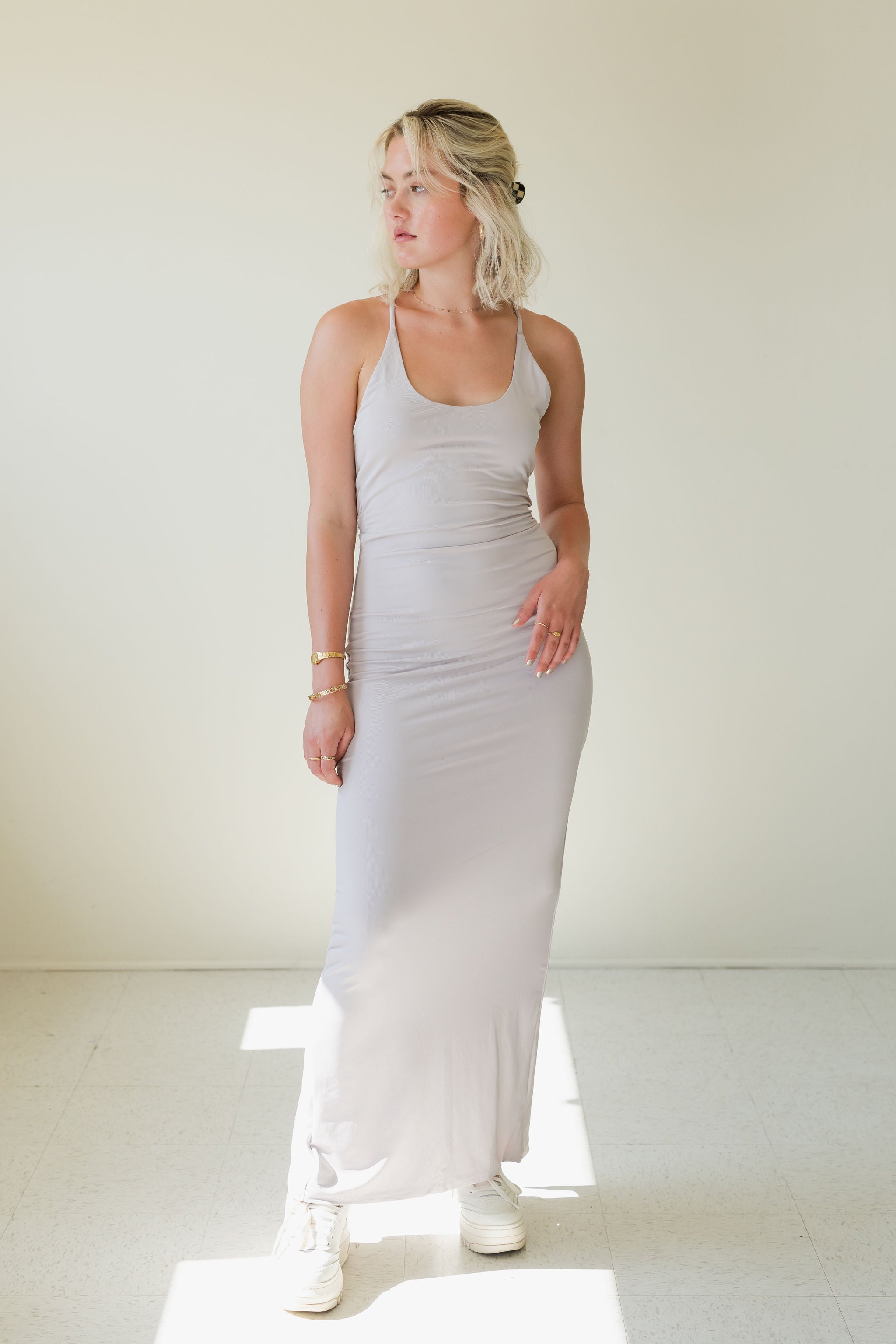 Natural Sleeveless Maxi Dress