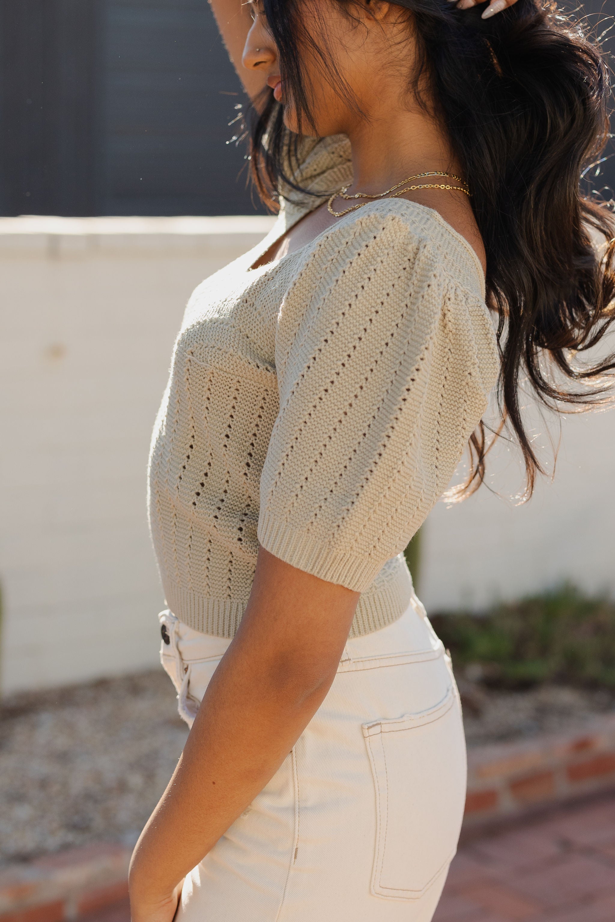 Eyes Closed Mid Sleeve Top by For Good