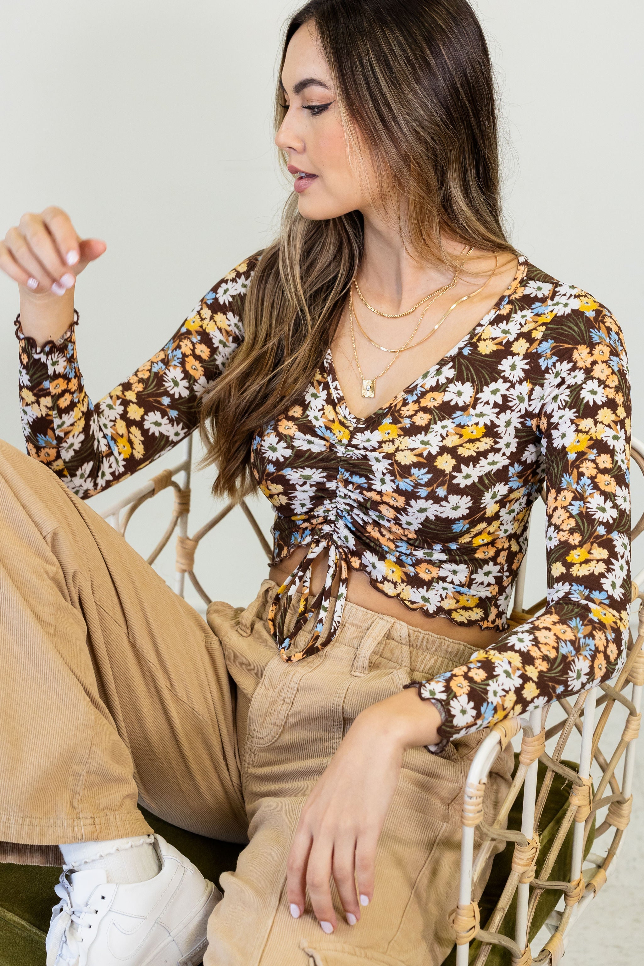 Just Because Long Sleeve Floral Top