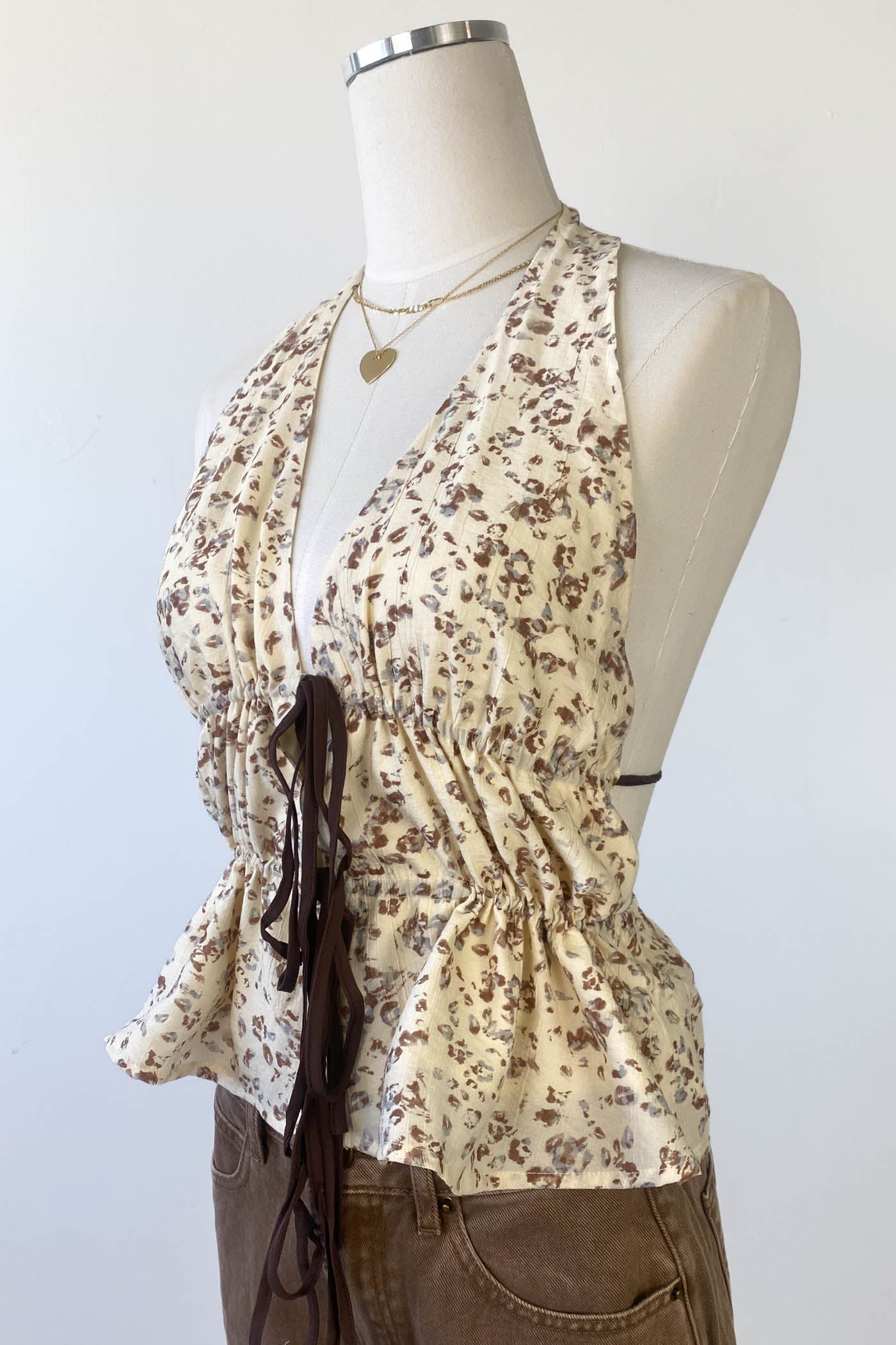Floral Split Front Halter Top