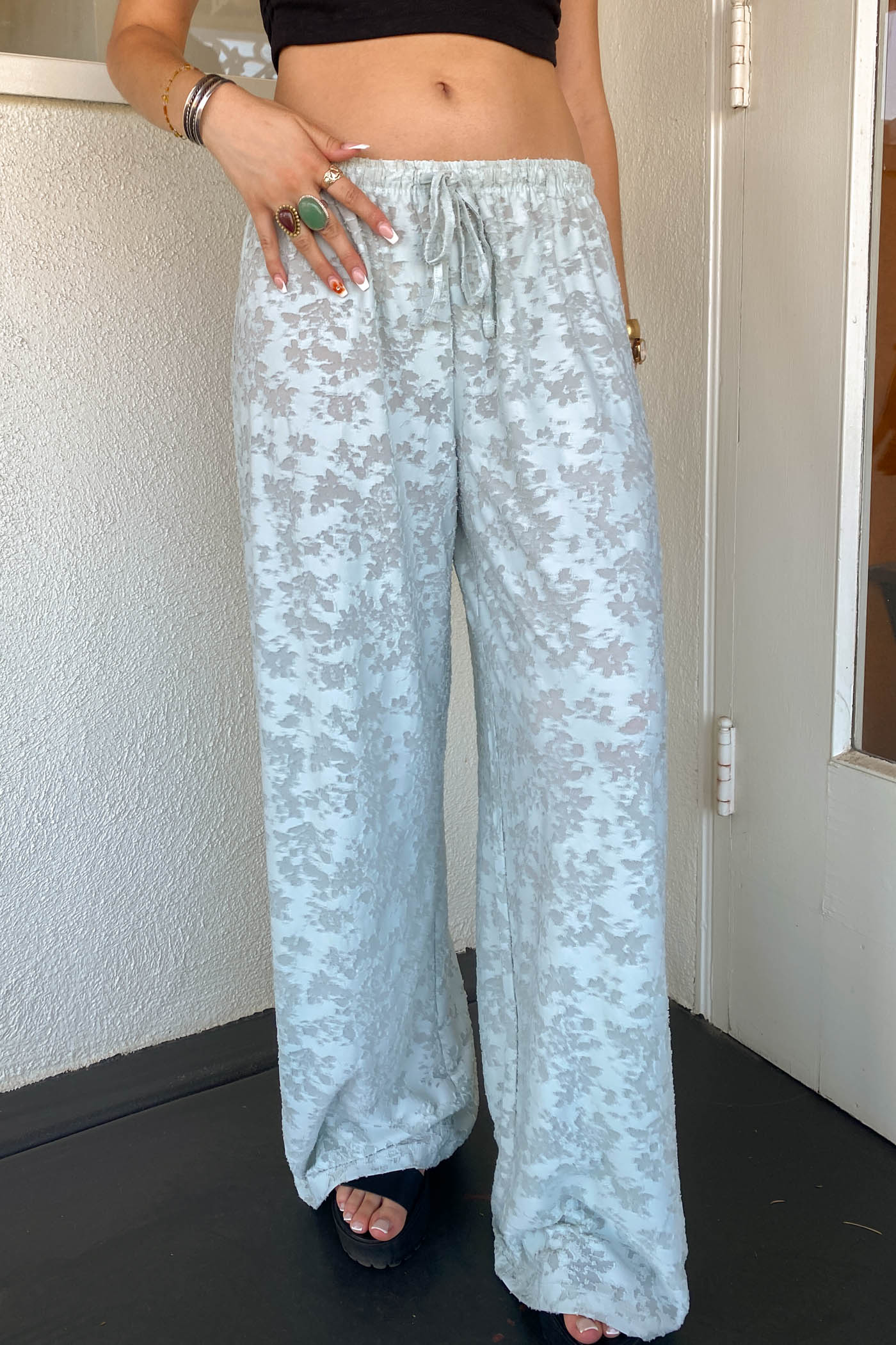 Textured Floral Pants