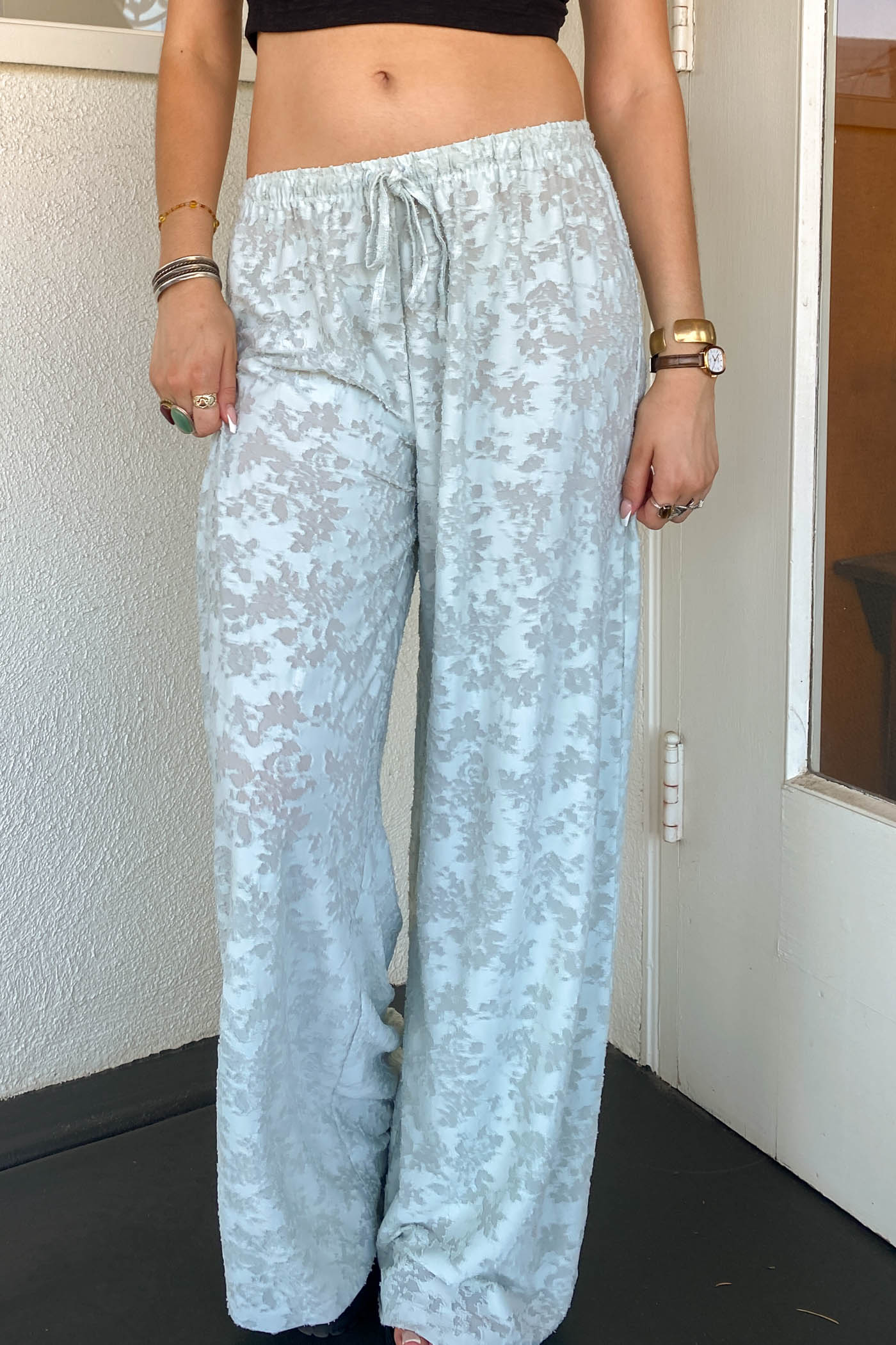 Textured Floral Pants