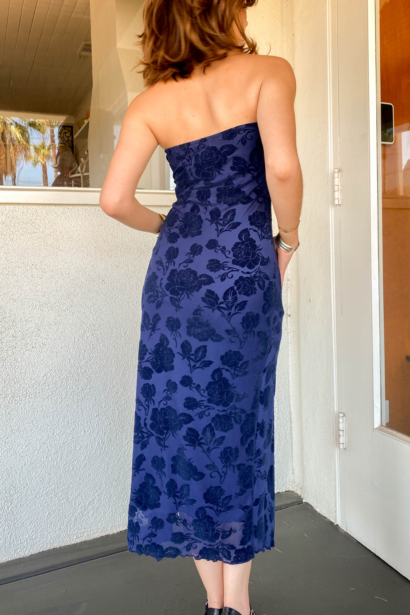 Floral Stretch Lace Strapless Dress
