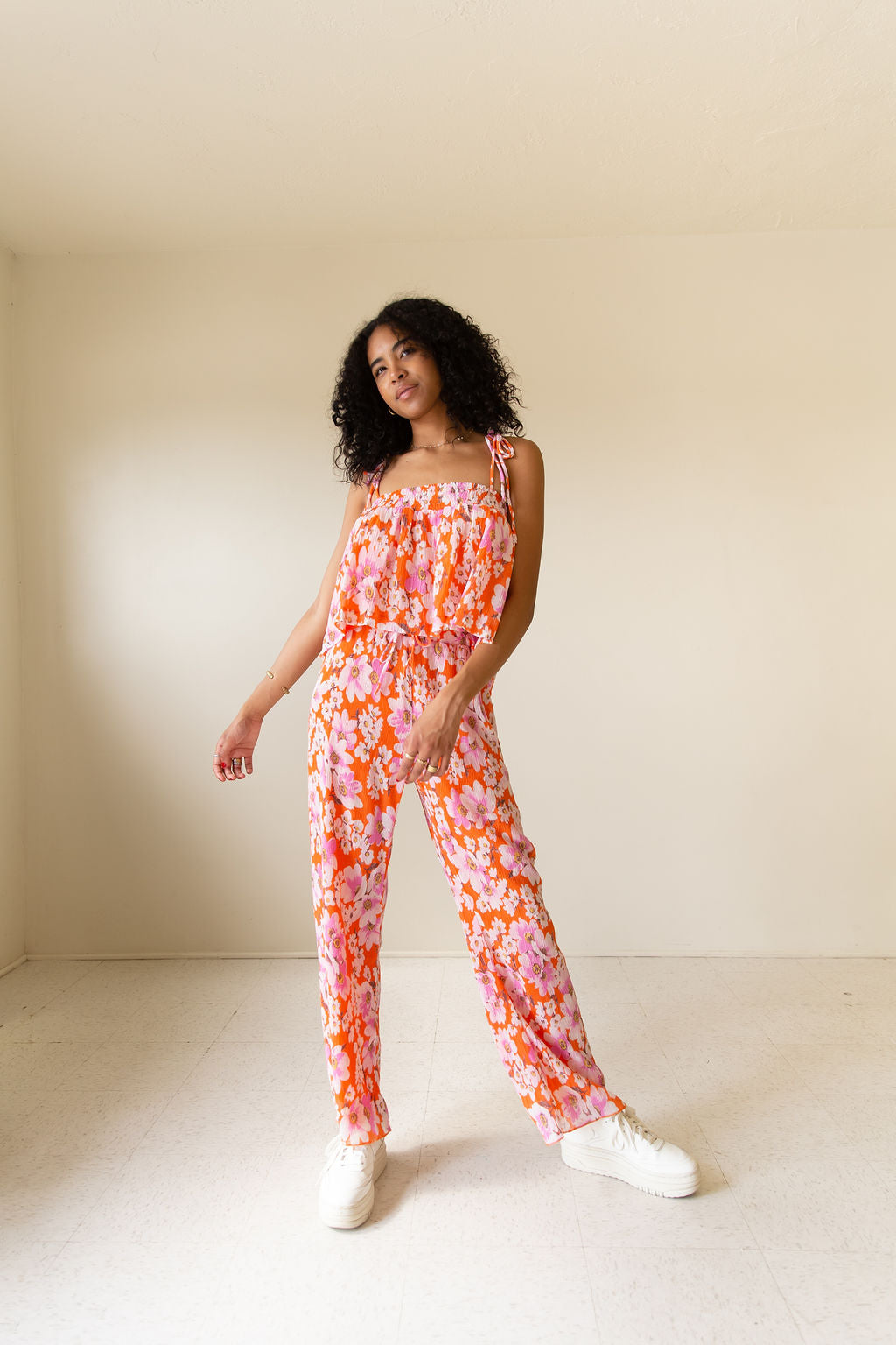 Don't Start Floral Pleated Pants by For Good