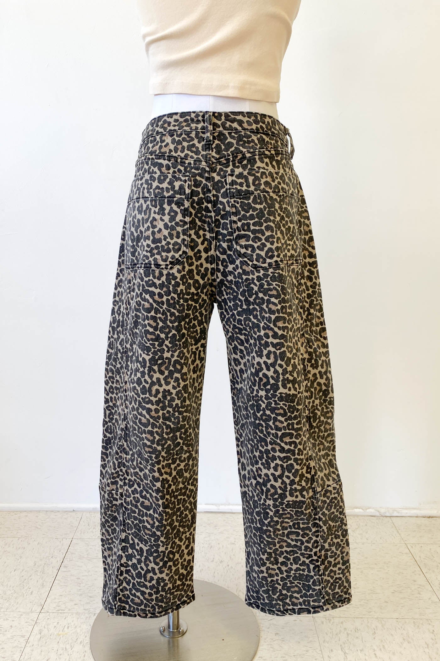Leopard Print Barrel Pants by For Good