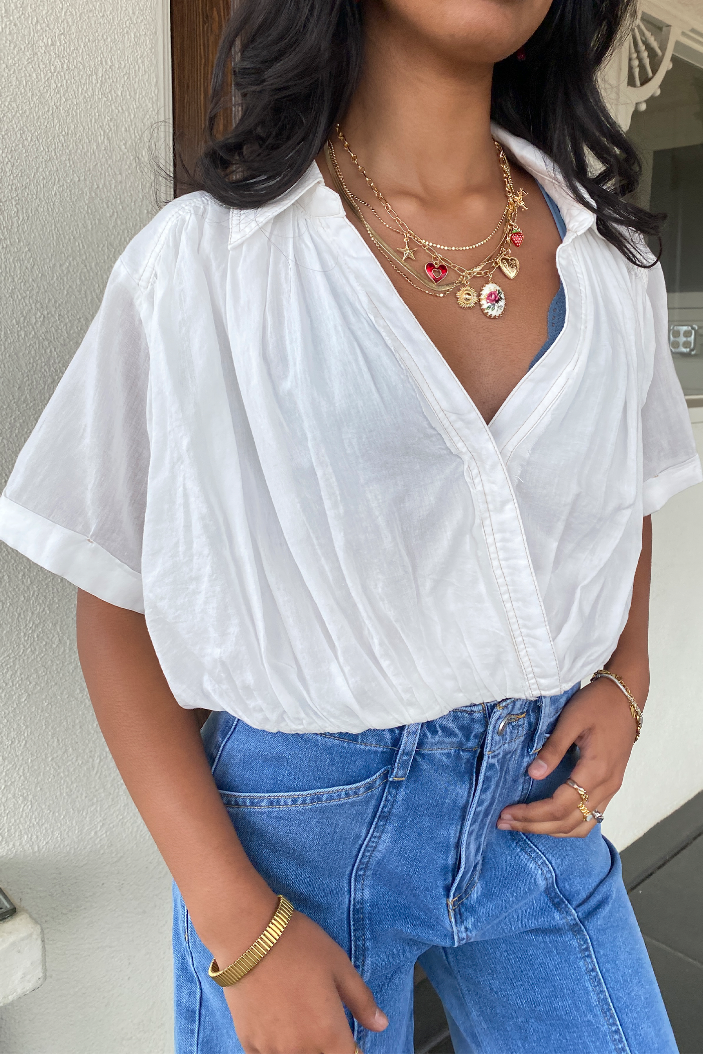 Short Sleeve Wrap Top by For Good