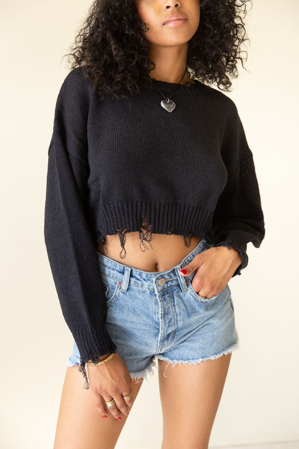 Better Version Distress Crop Sweater