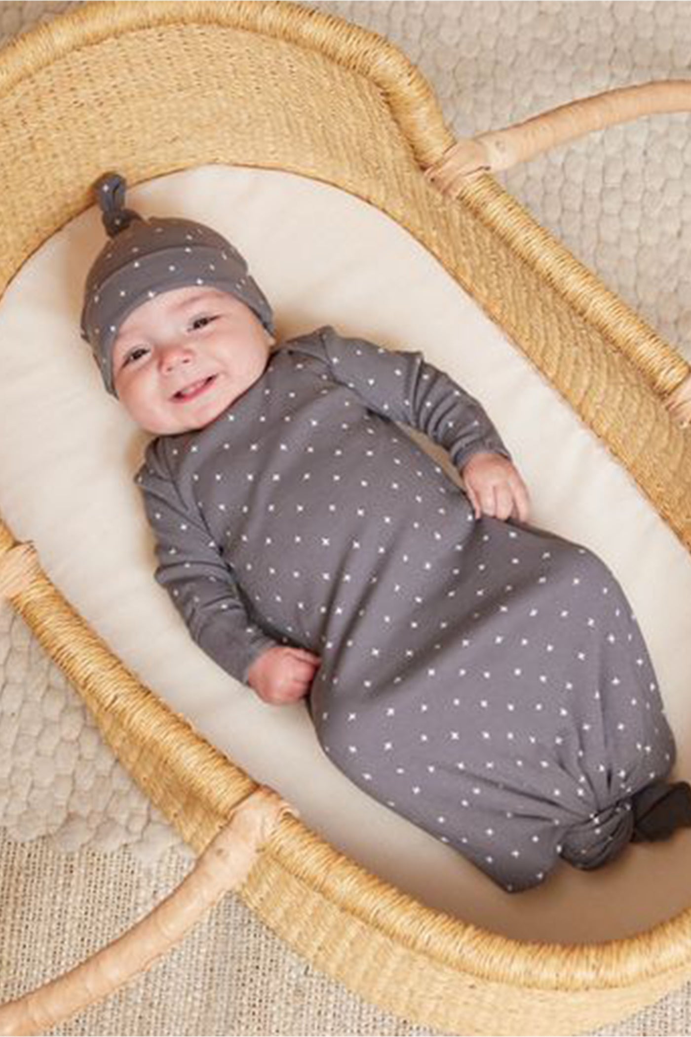 Criss Cross Knitted Baby Gown & Hat by Quincy Mae