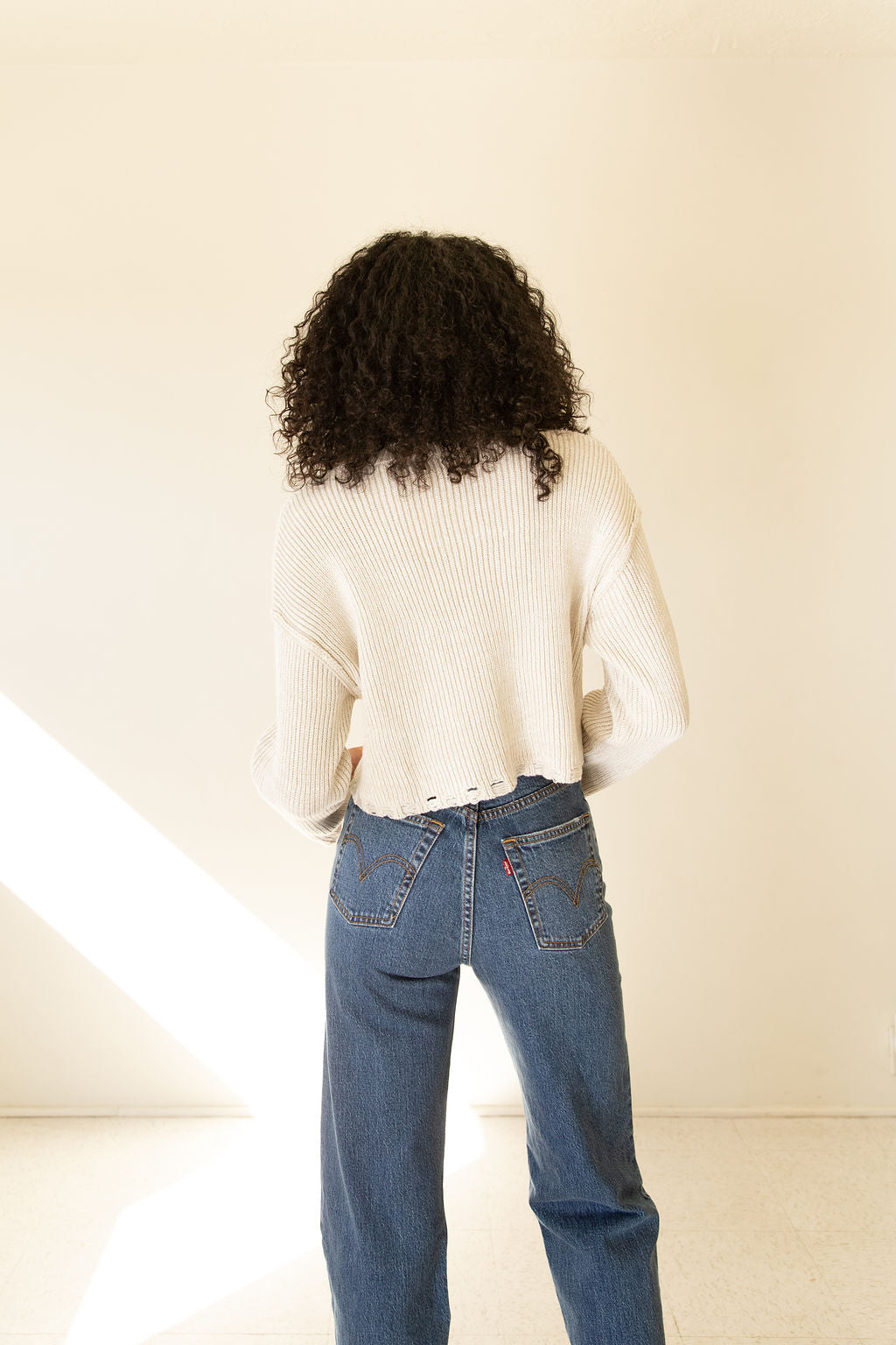 Look Over Distress Crop Sweater