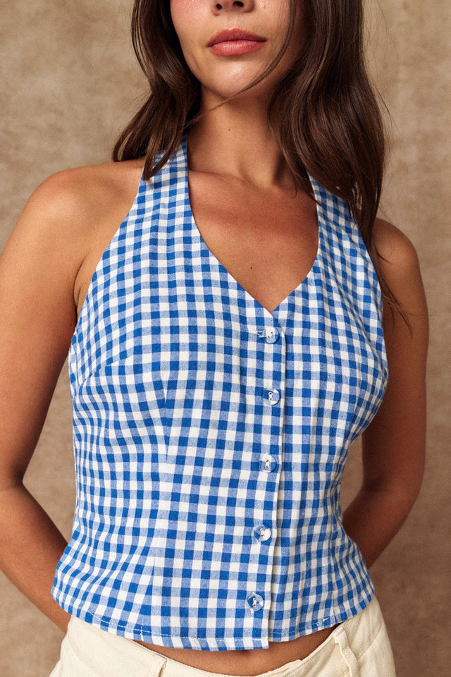 Gingham Halter Top