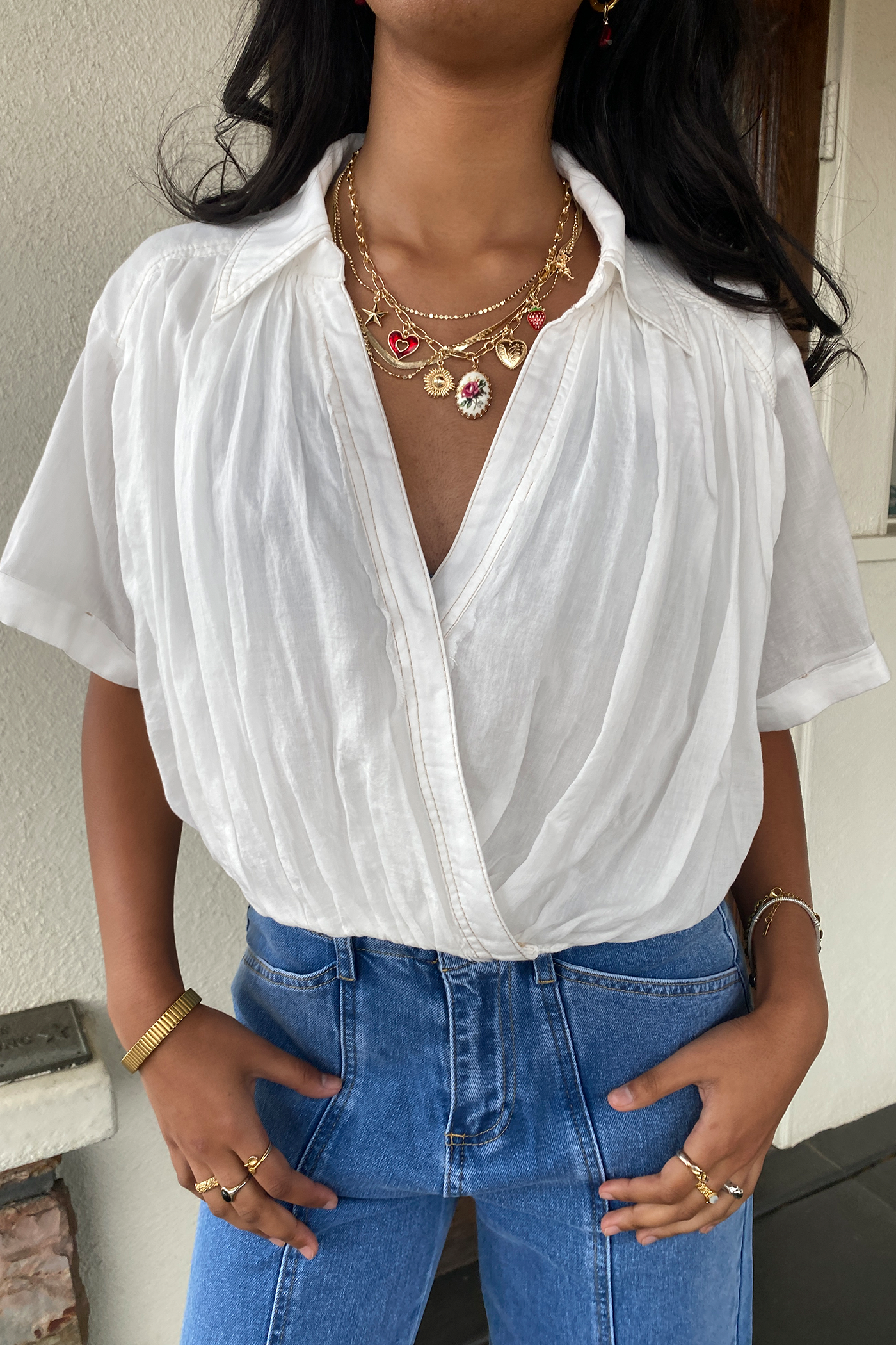 Short Sleeve Wrap Top by For Good