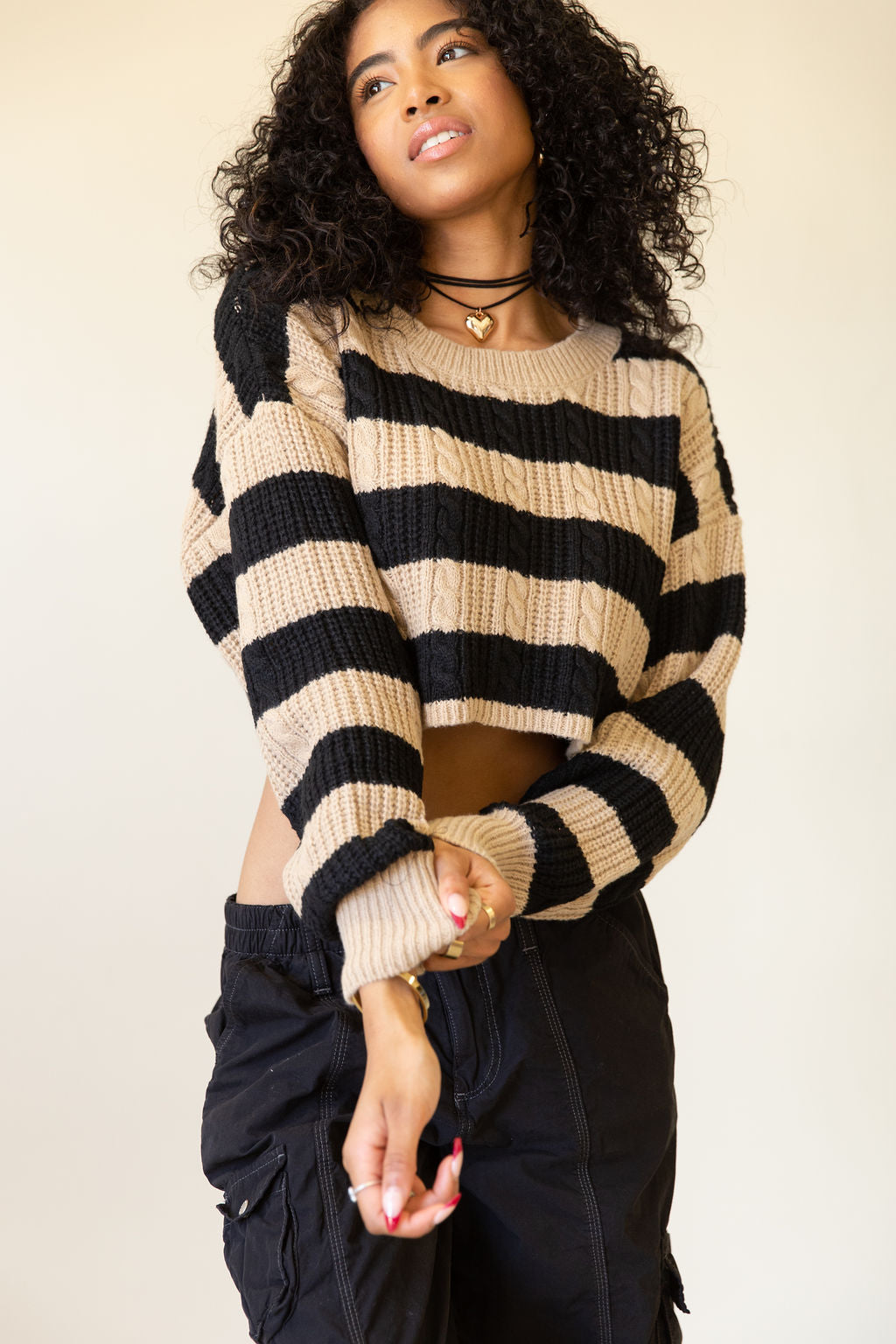 Keep Going Striped Crop Sweater