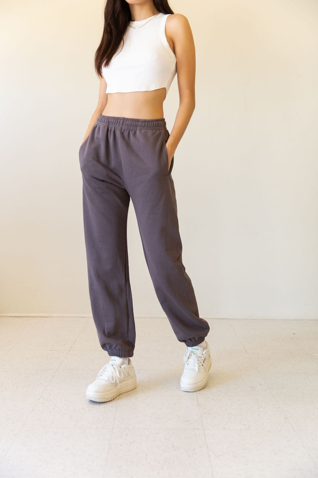 Charcoal High Rise Jogger Pants