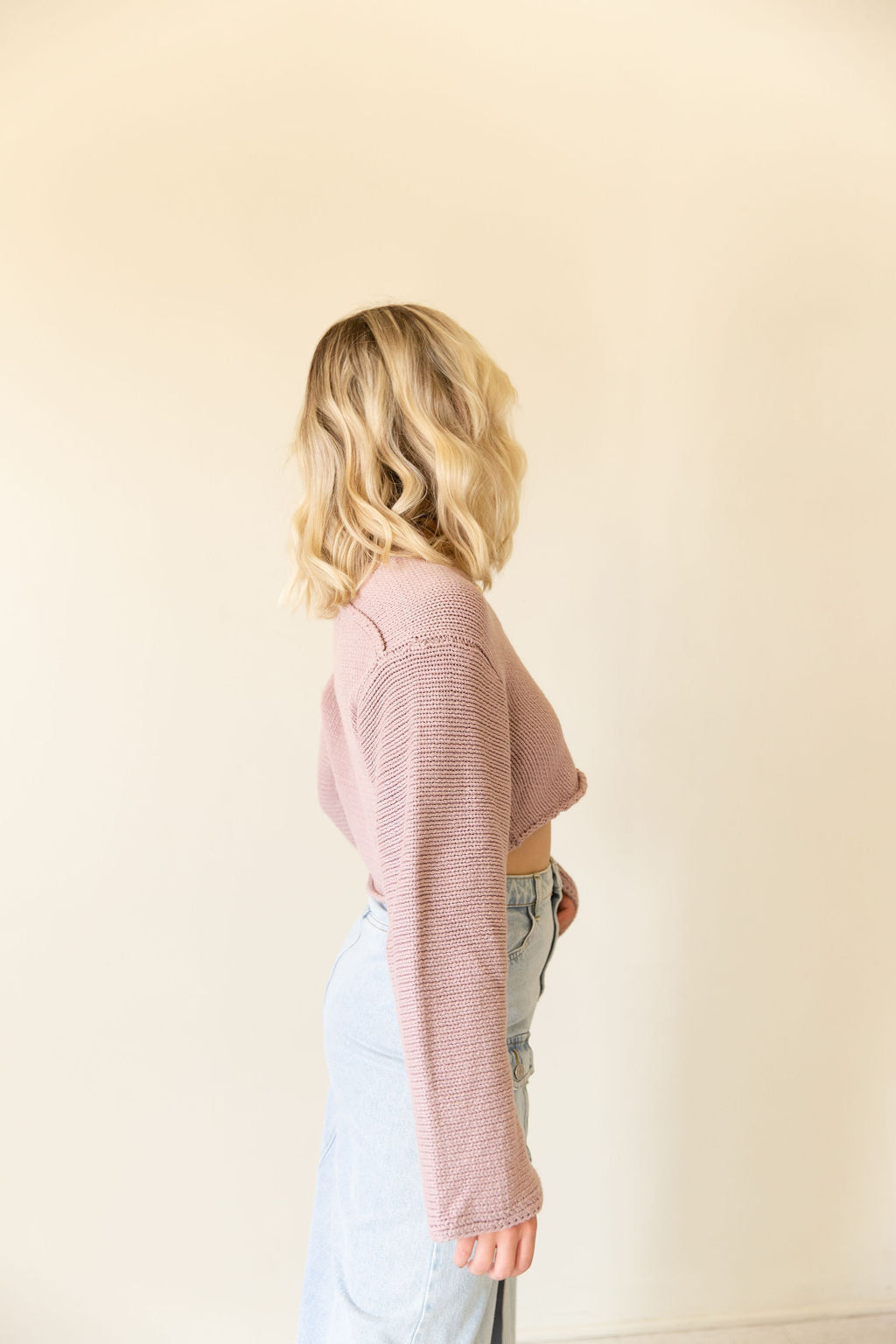 Mauve Oversized Crop Sweater