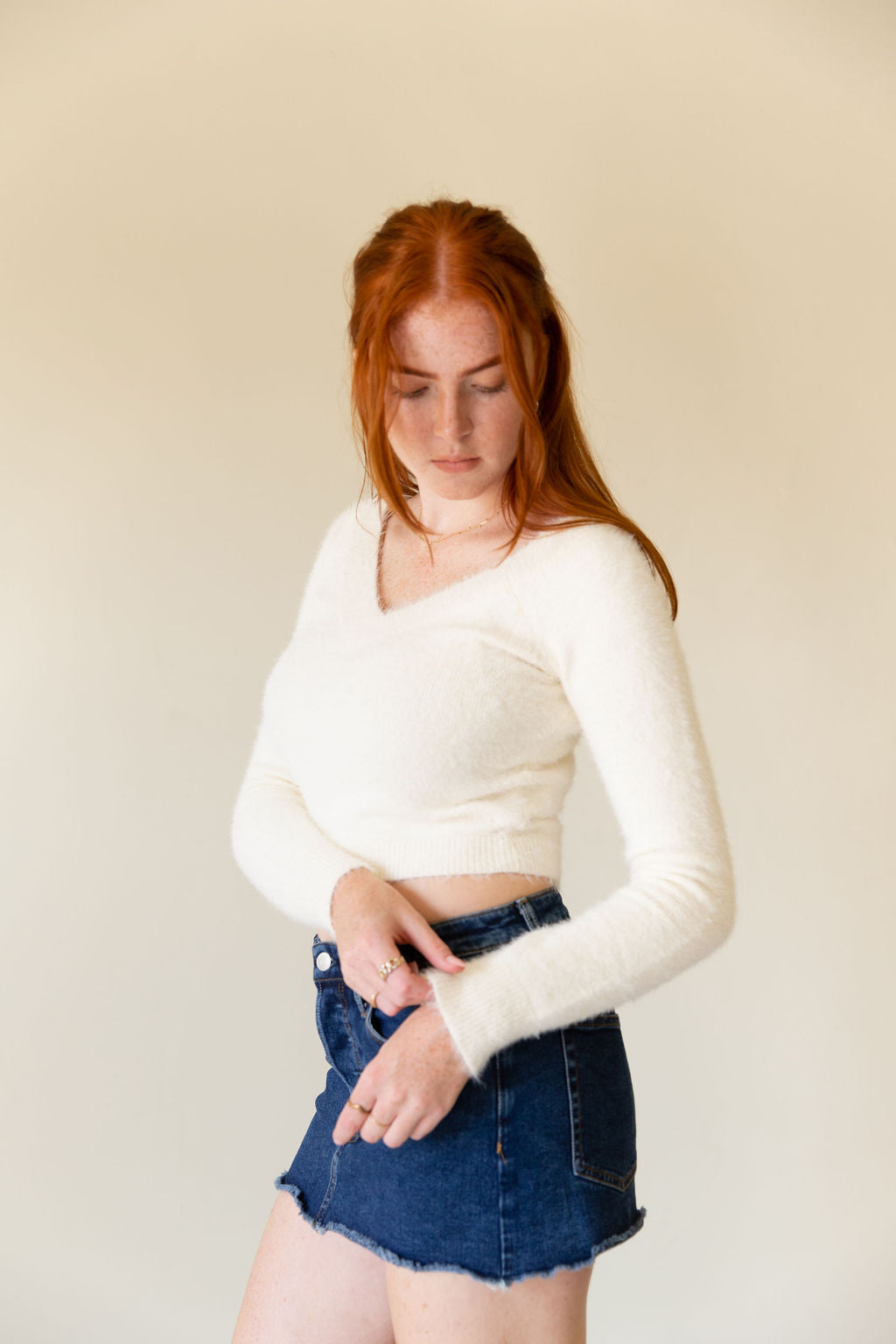 My Way Fuzzy Crop Sweater