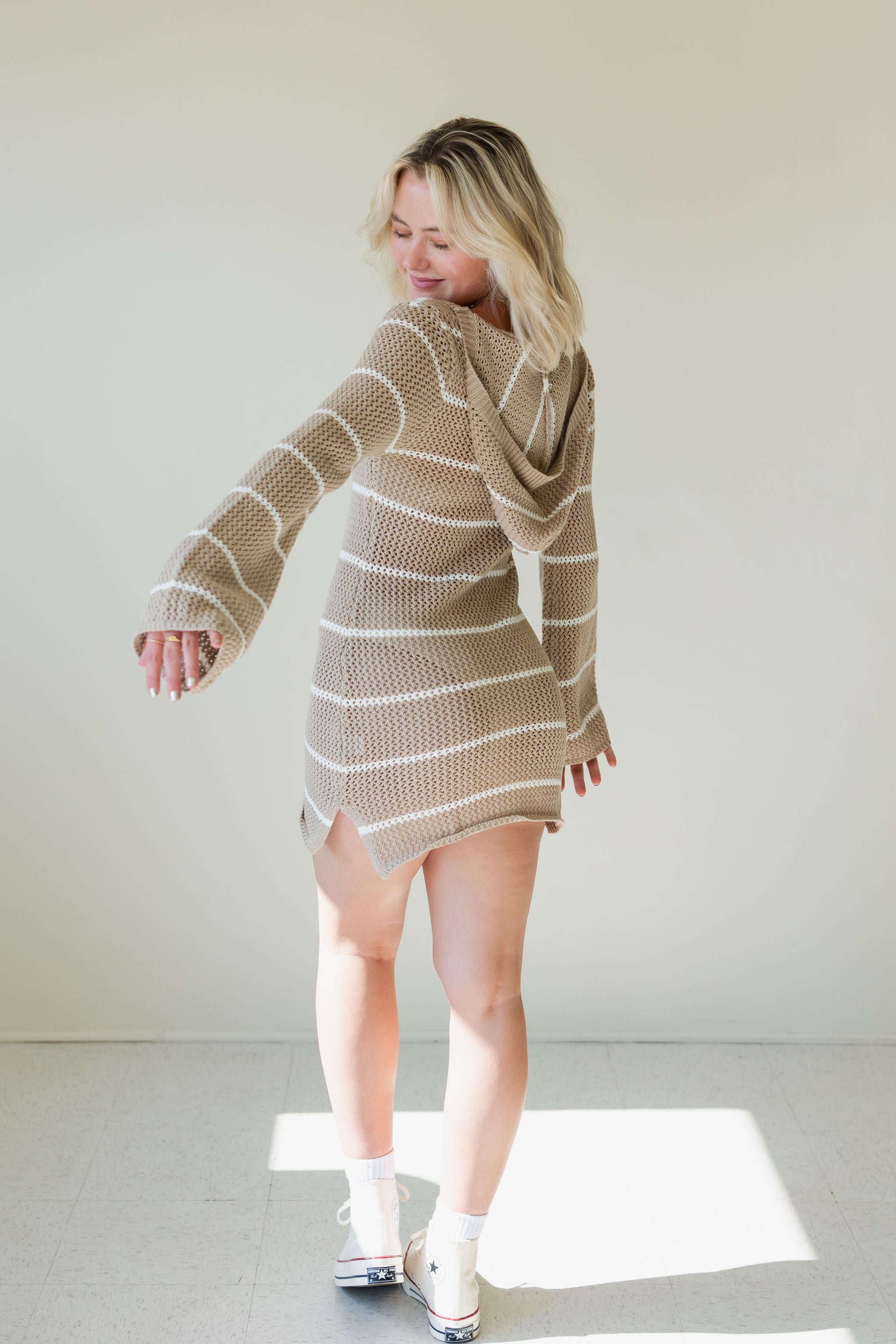 Adventure Around Long Sleeve Crochet Dress by For Good