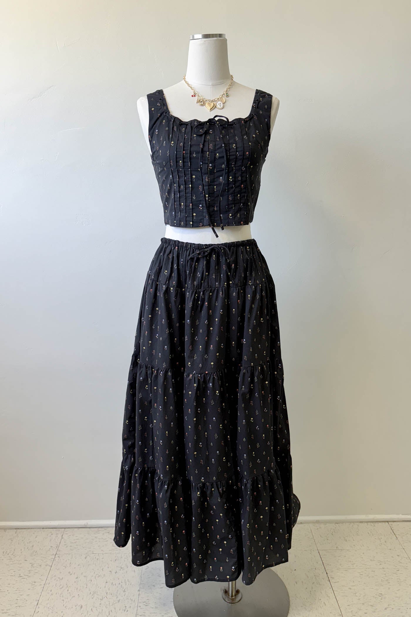 Pleated Floral Corset Top