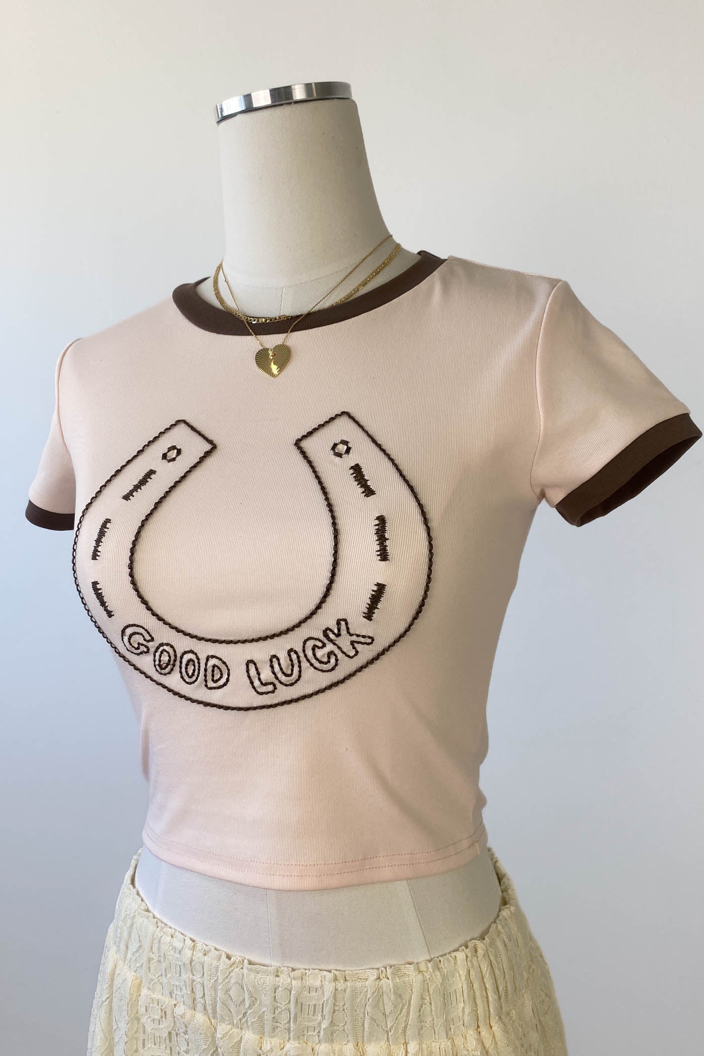 Horseshoe Embroidered Ringer Tee