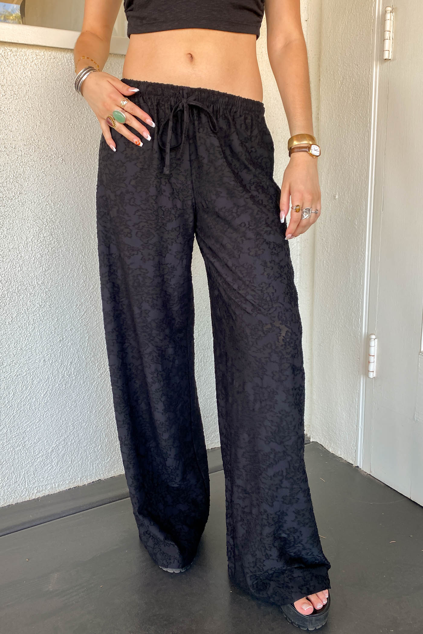 Textured Floral Pants