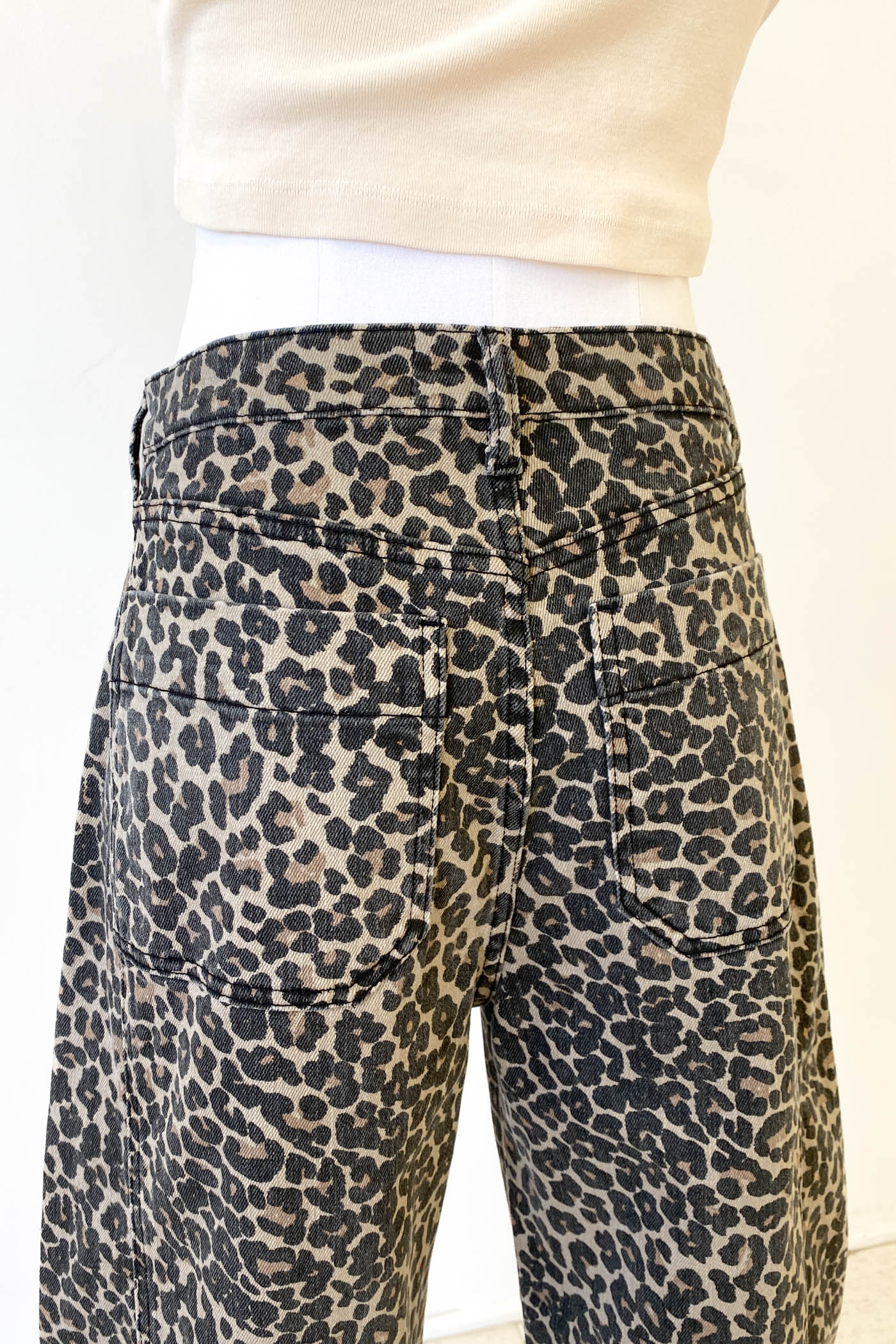 Leopard Print Barrel Pants by For Good