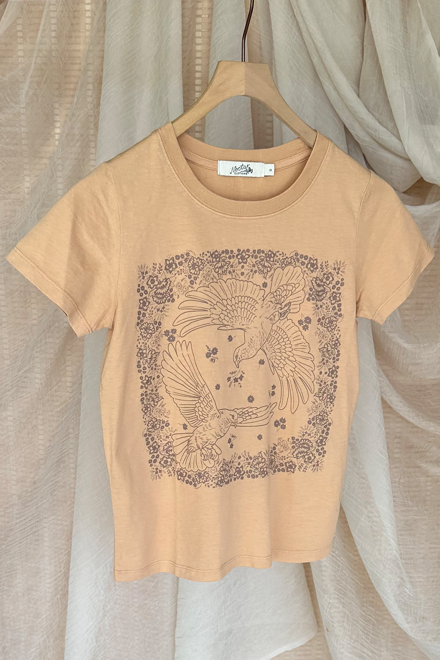 Doves Bandana Long Loose Graphic Baby Tee