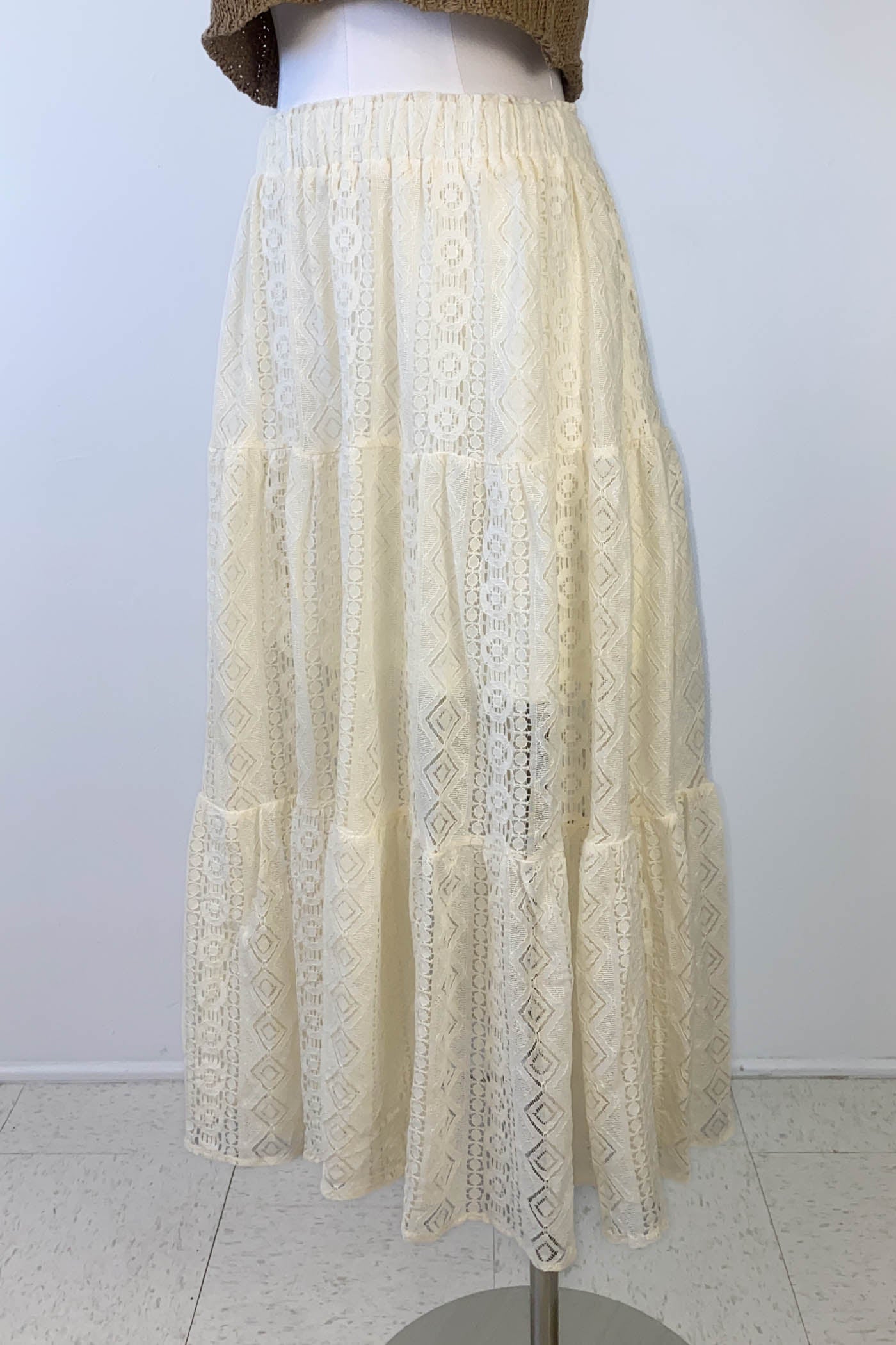 Crochet Lace Tiered Skirt by For Good