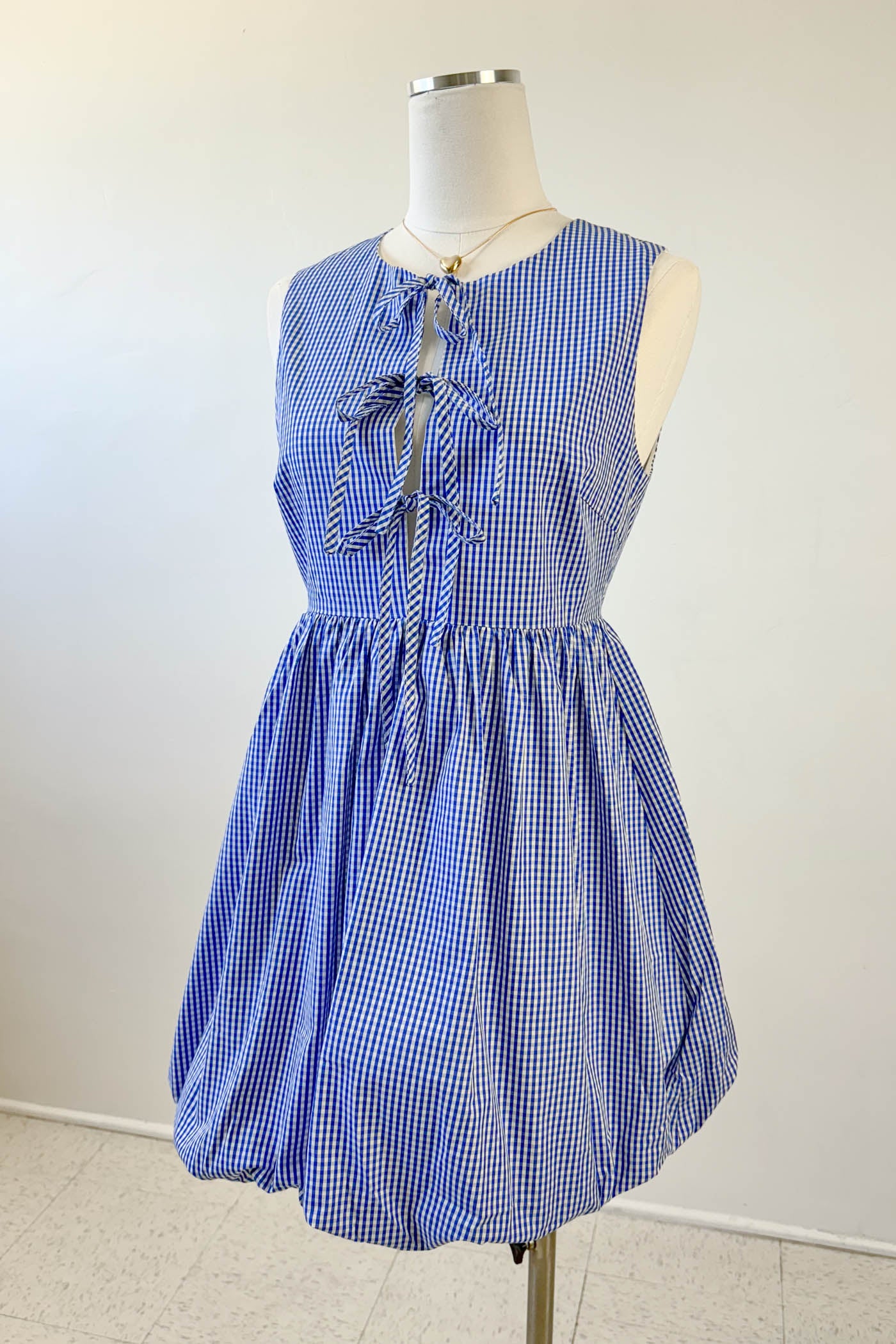 Split Front Gingham Mini Dress