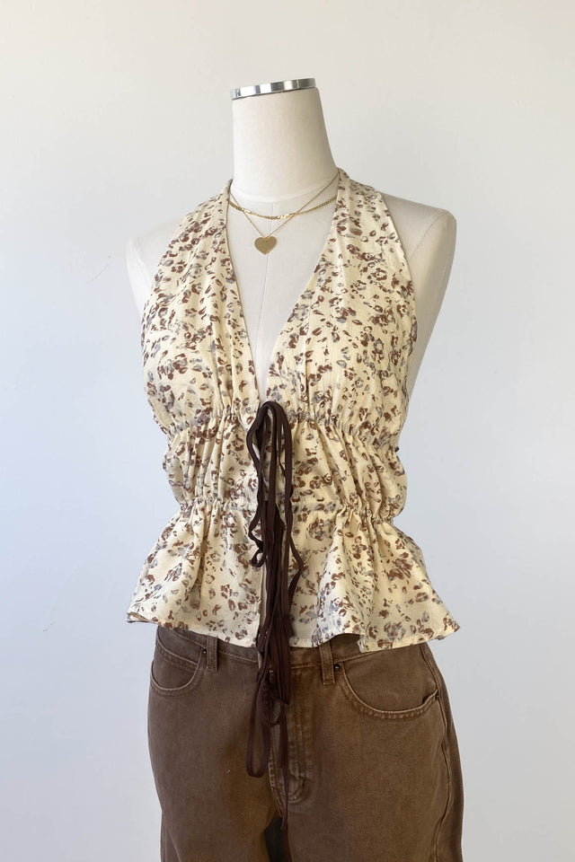 Floral Split Front Halter Top