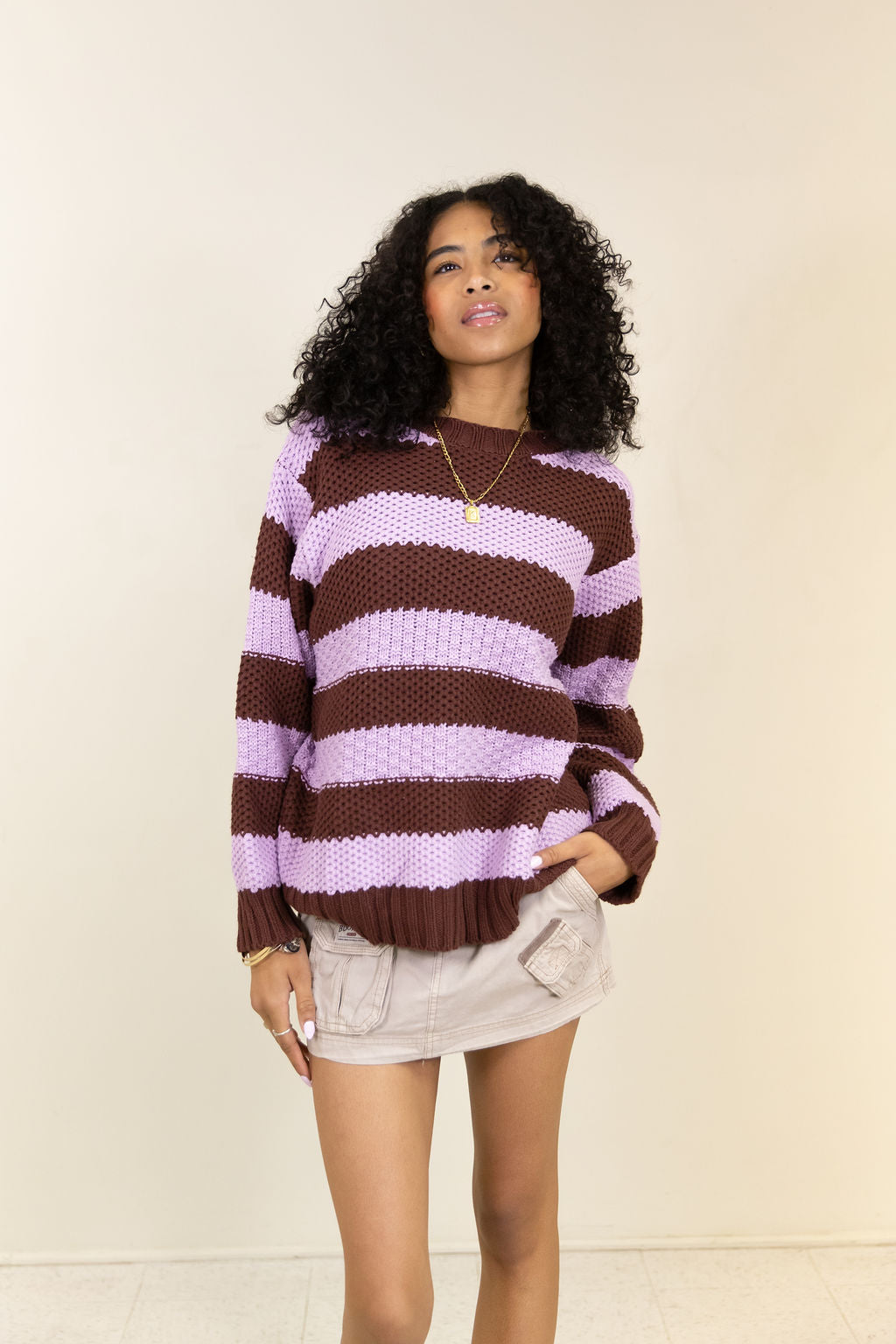 Stay Classy Striped Crochet Sweater