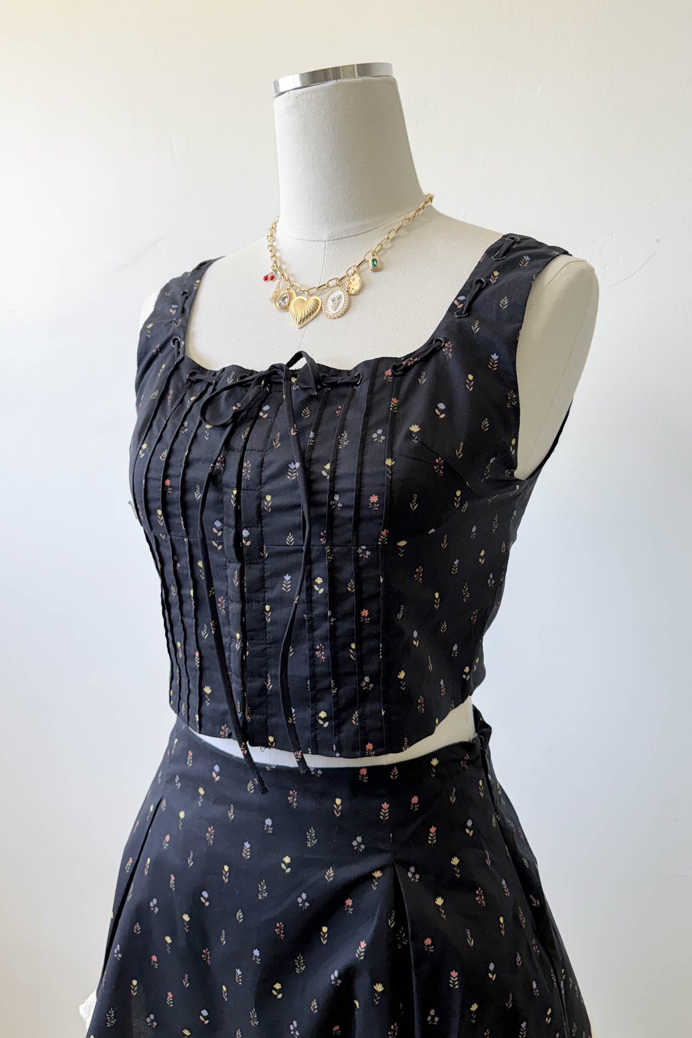 Pleated Floral Corset Top