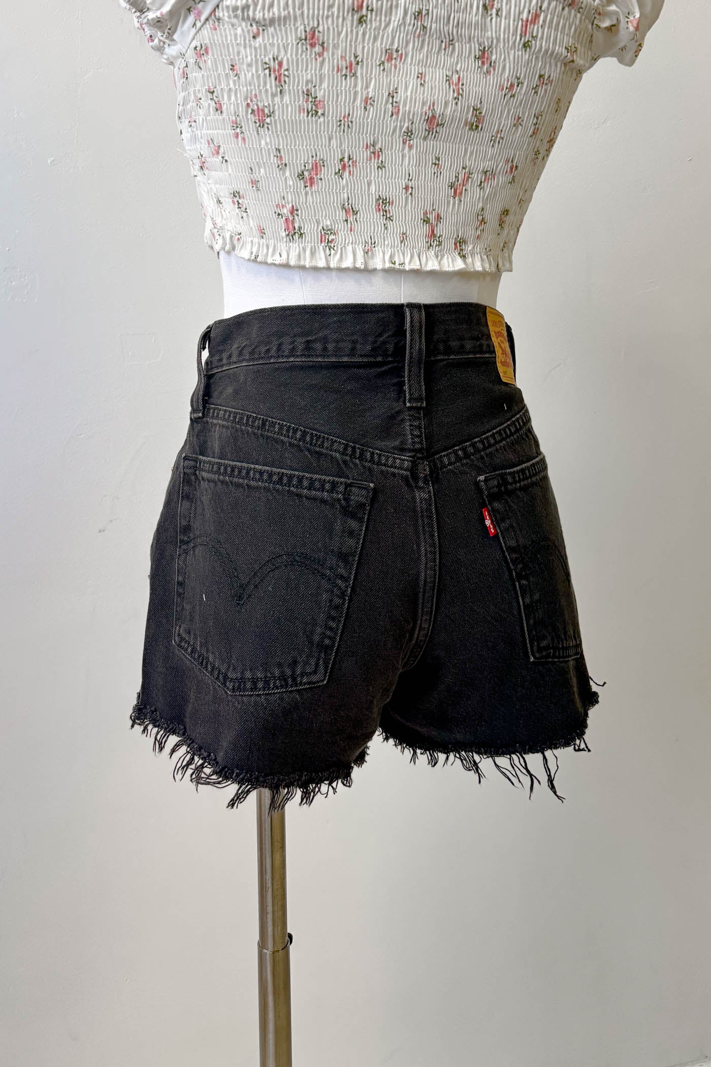 Lunar Black 501 Original Distressed Shorts by Levi's