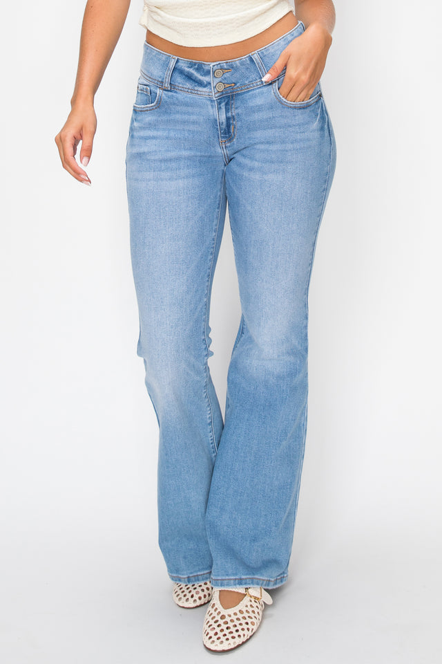 Double Button Flare Jeans