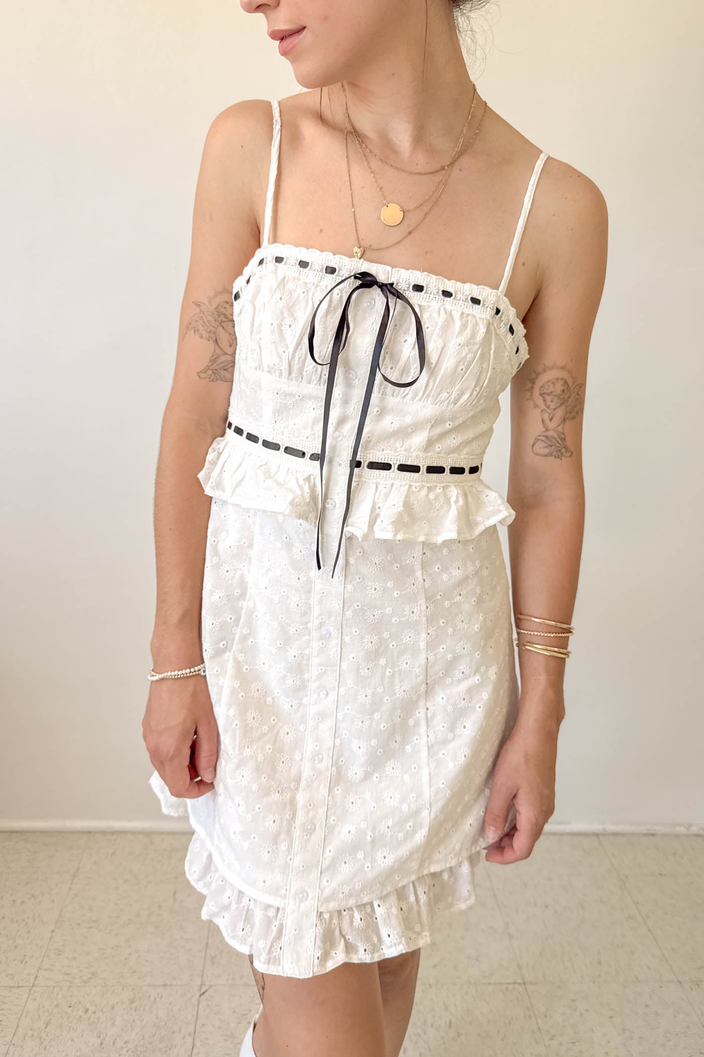 Lacey Eyelet Mini Dress