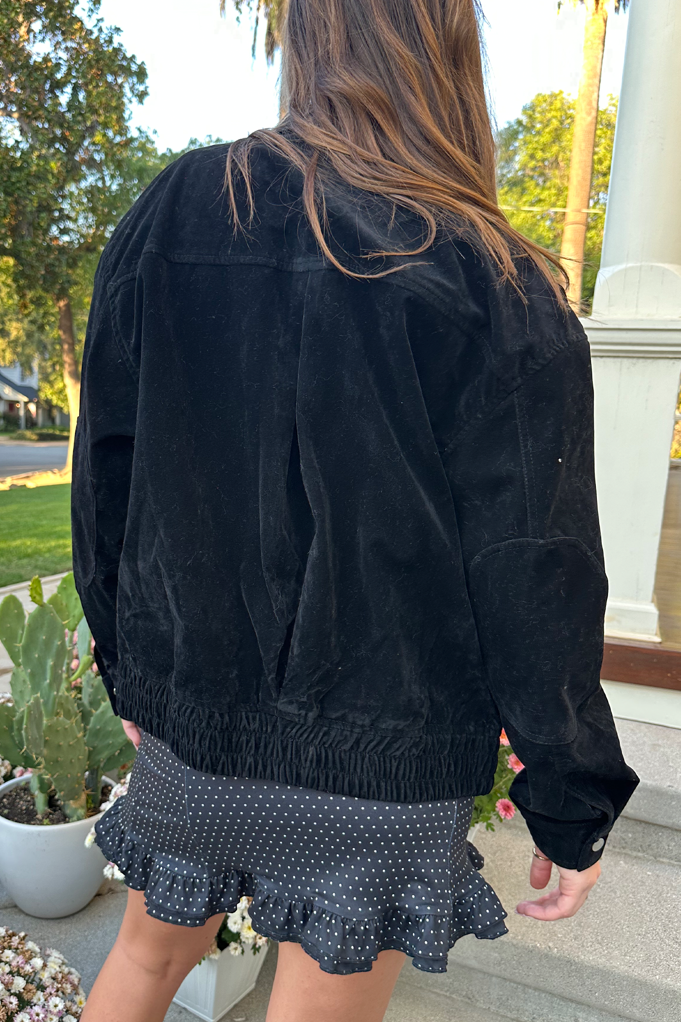 Faux Suede Bomber Jacket
