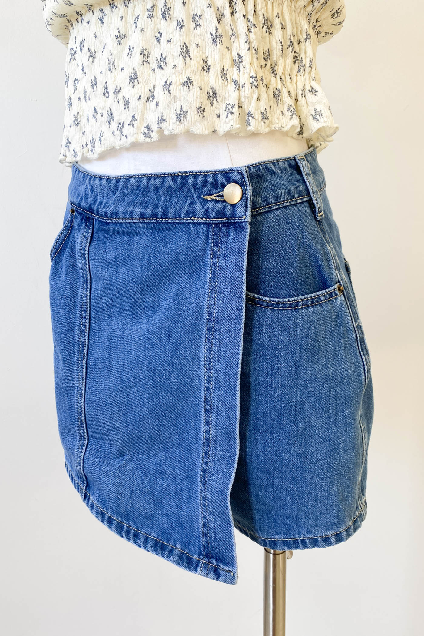 Denim Wrap Skort
