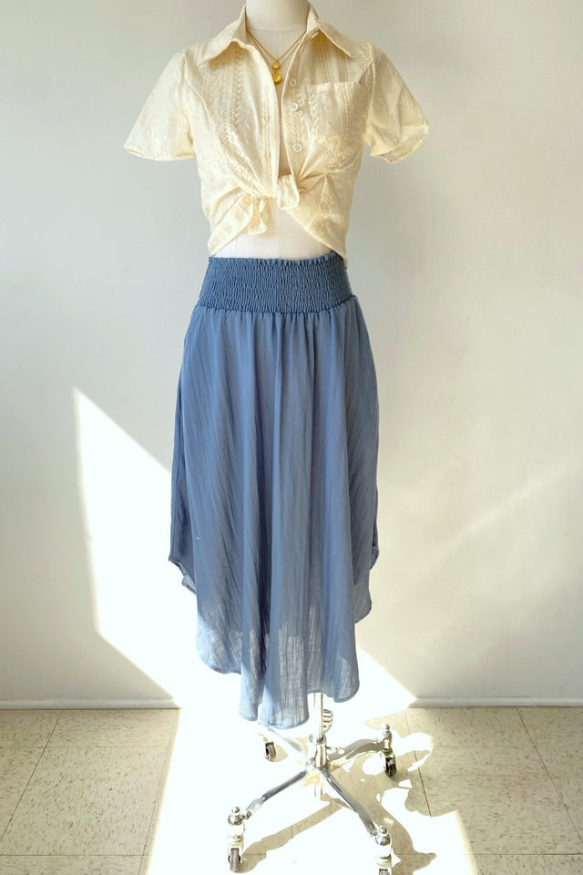 Smocked Waist Flowy Midi Skirt
