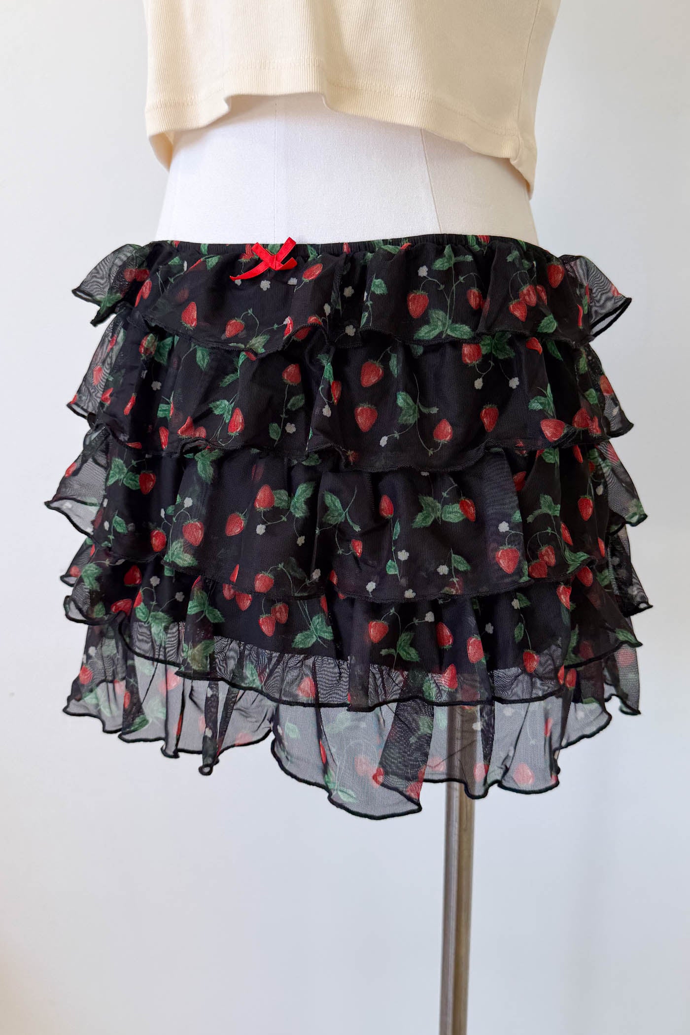 Strawberry Ruffle Mini Skirt