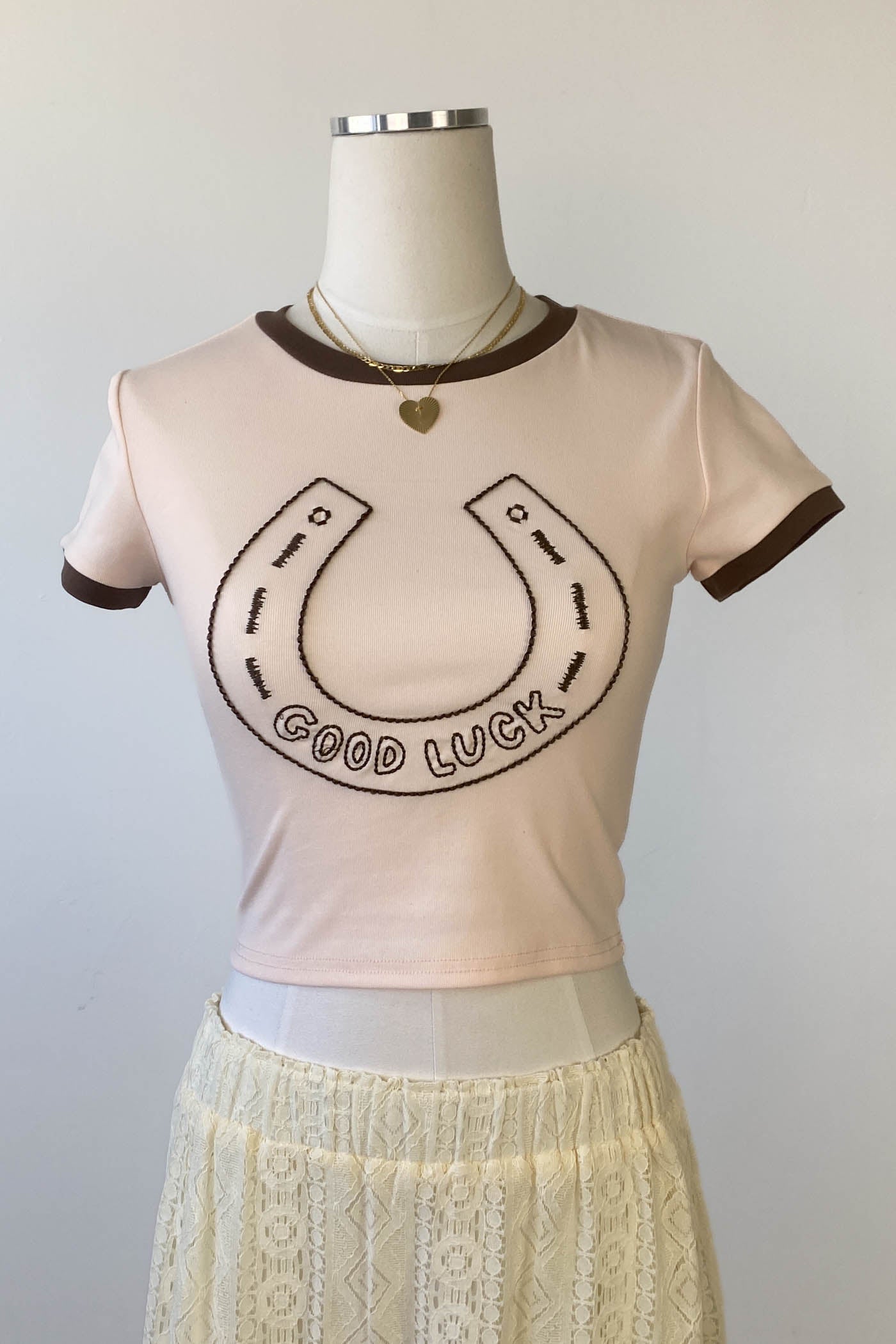 Horseshoe Embroidered Ringer Tee